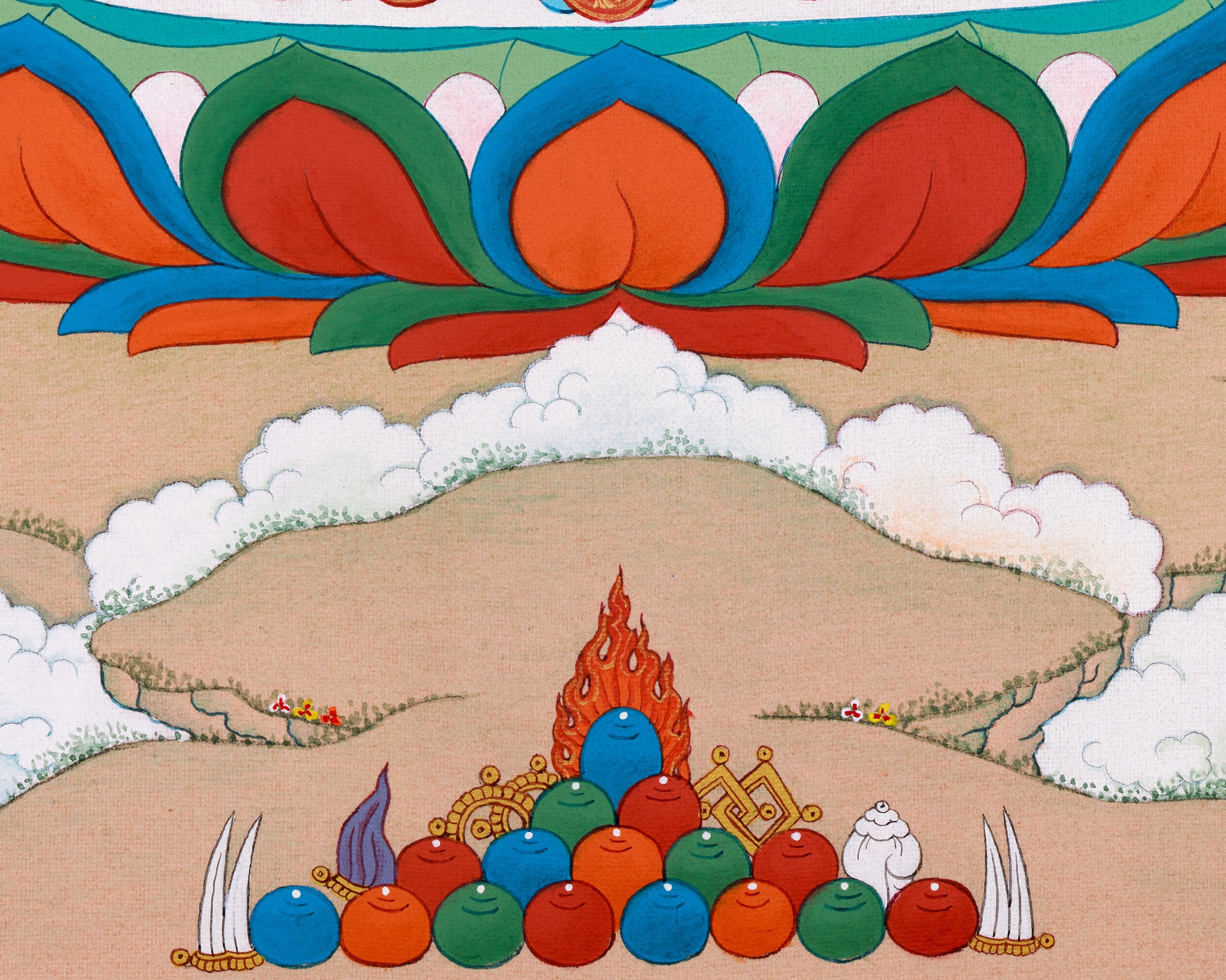 Red Buddha Amitayus Thangka | Embodiment of Immortality and Wisdom