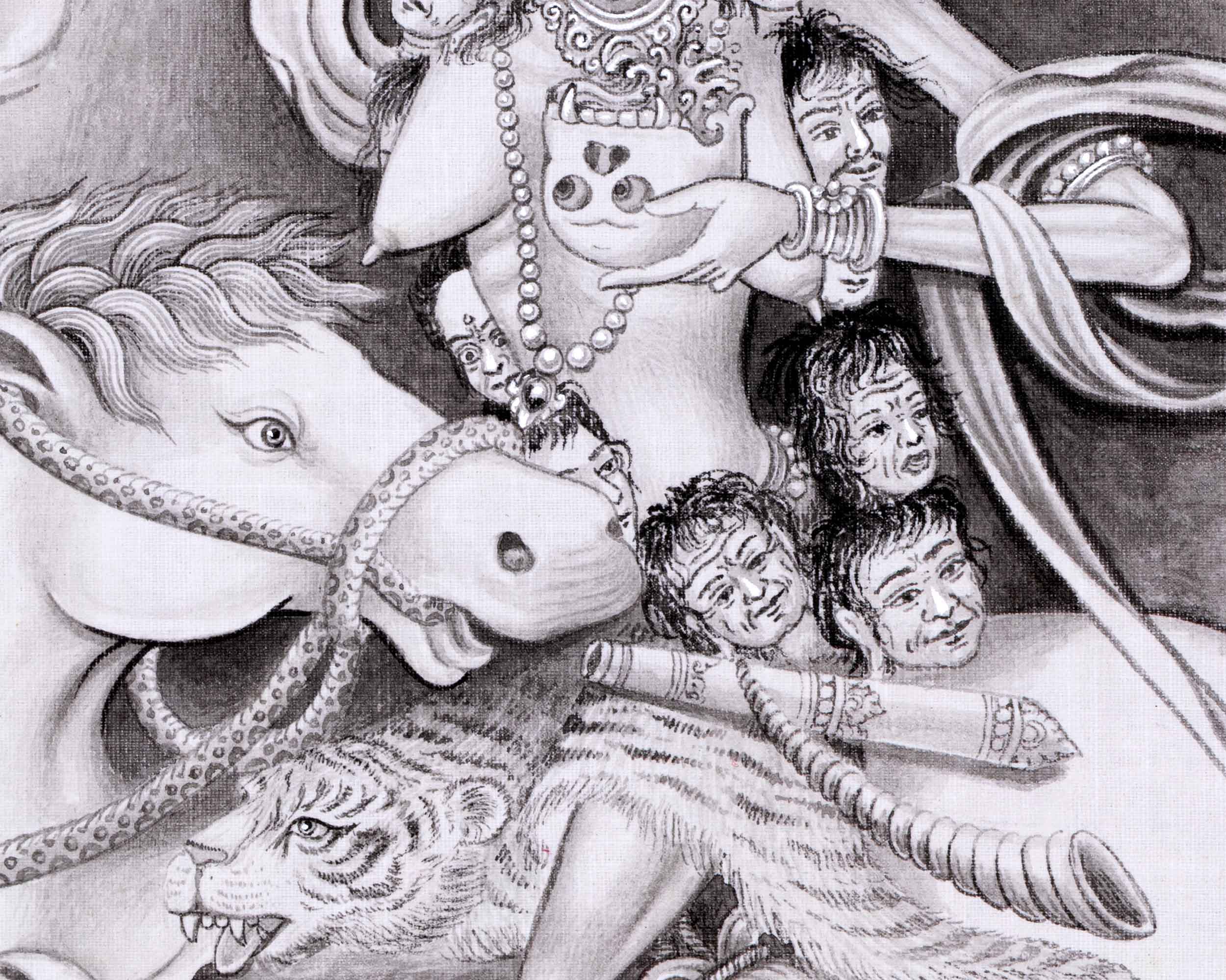 Divine Protector: Palden Lhamo Thangka Print | Mahakala Thangka Artwork