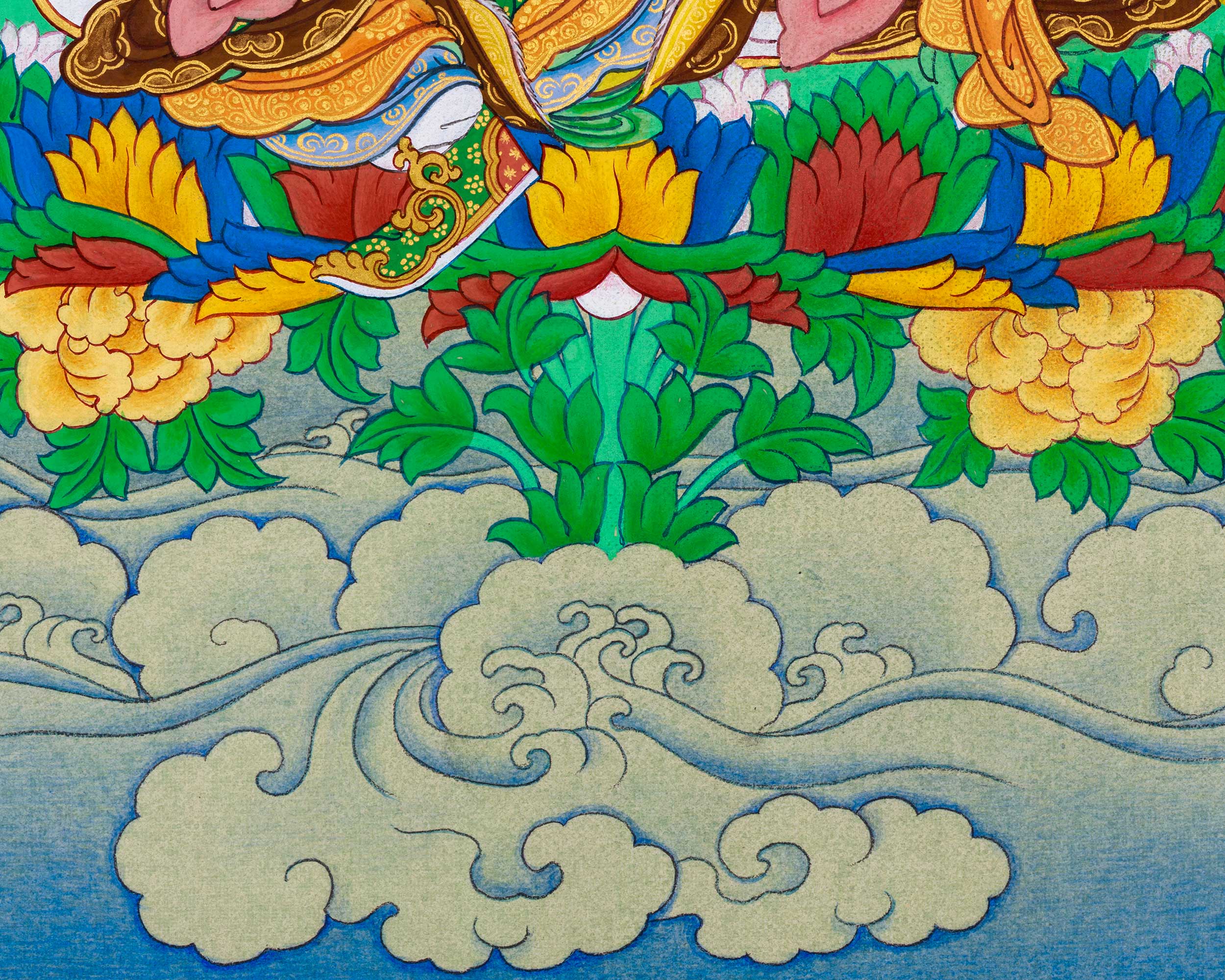 Guru Rinpoche's Radiant Presence: A Thangka Masterpiece
