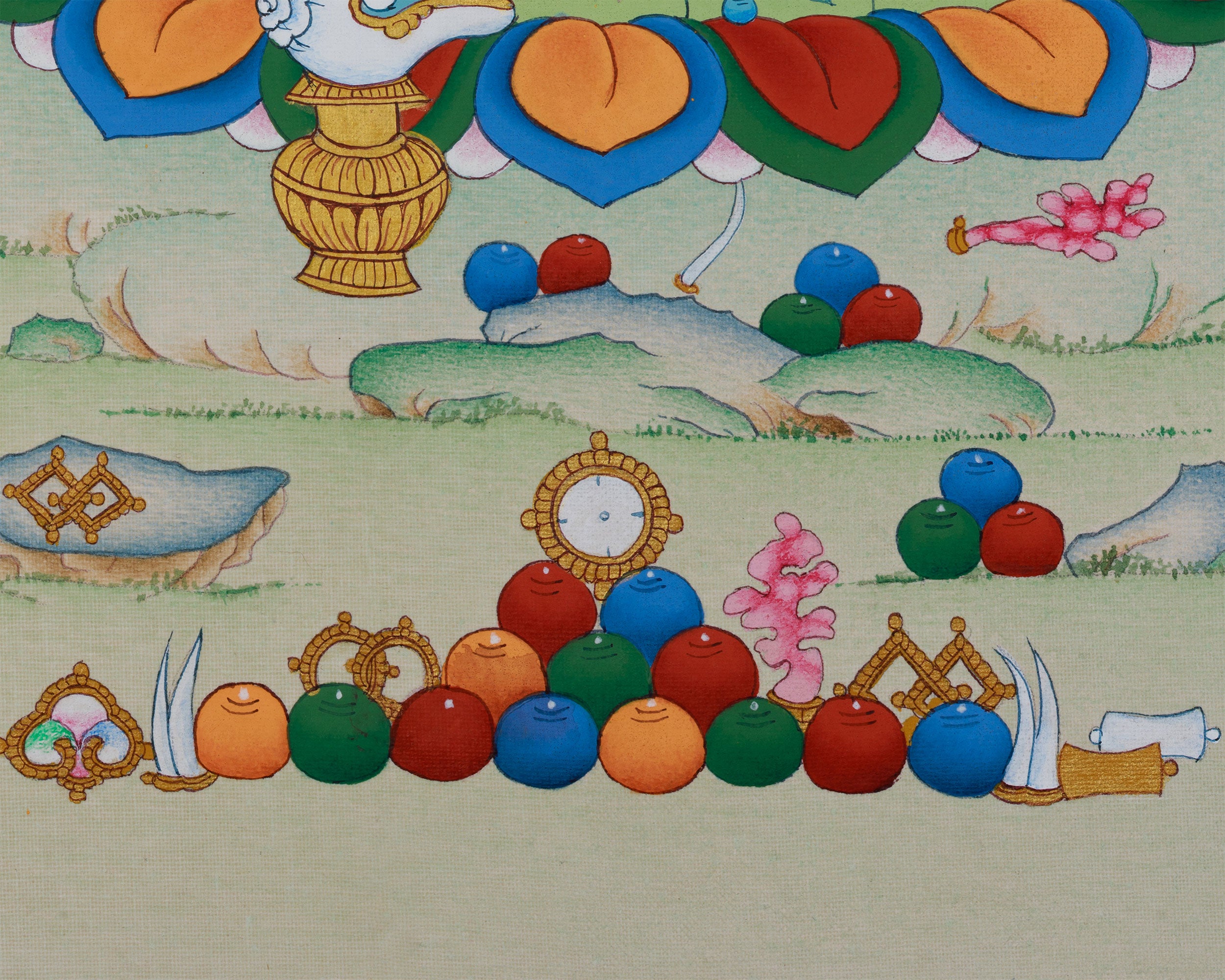 Buddhist Wealth Deity Dzambhala Thangka | Compact Prosperity Artwork