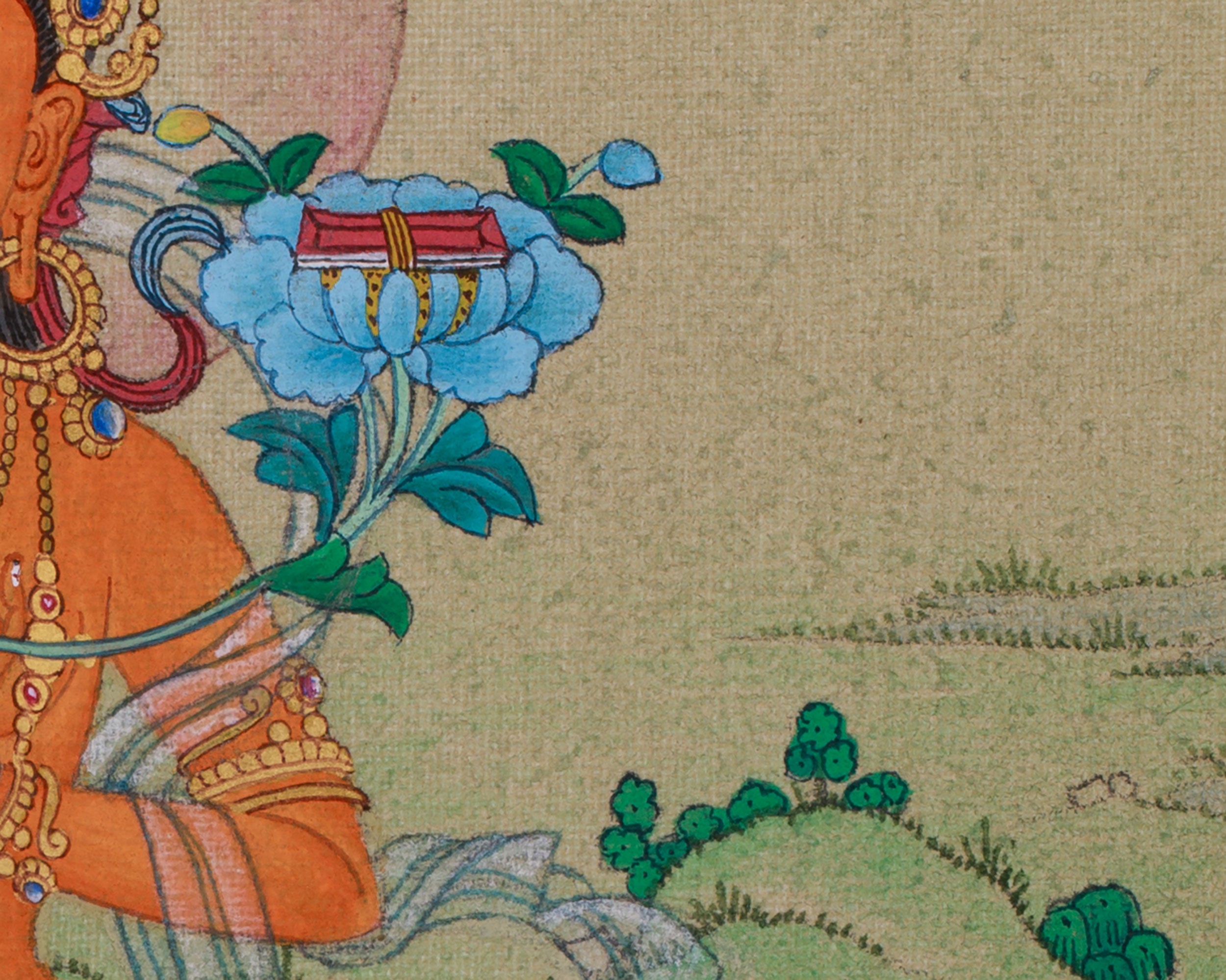 9 Inch Manjushri Thangka | The Wisdom Bodhisattva Painting