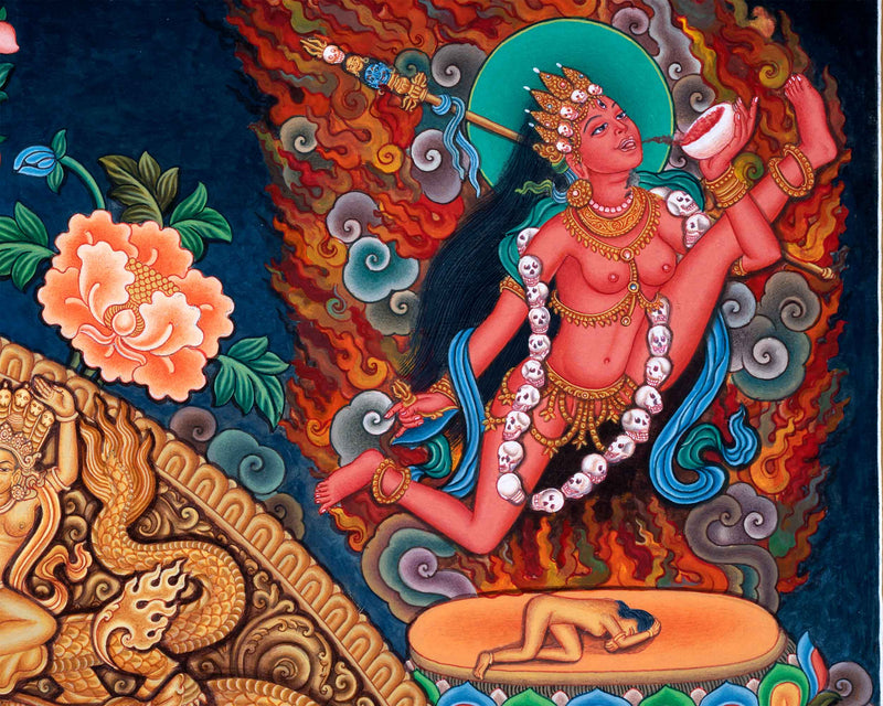 Sacred Presence Dakini Thangka Print | Beautiful Wall Decor of Dakini | Traditional Artwork