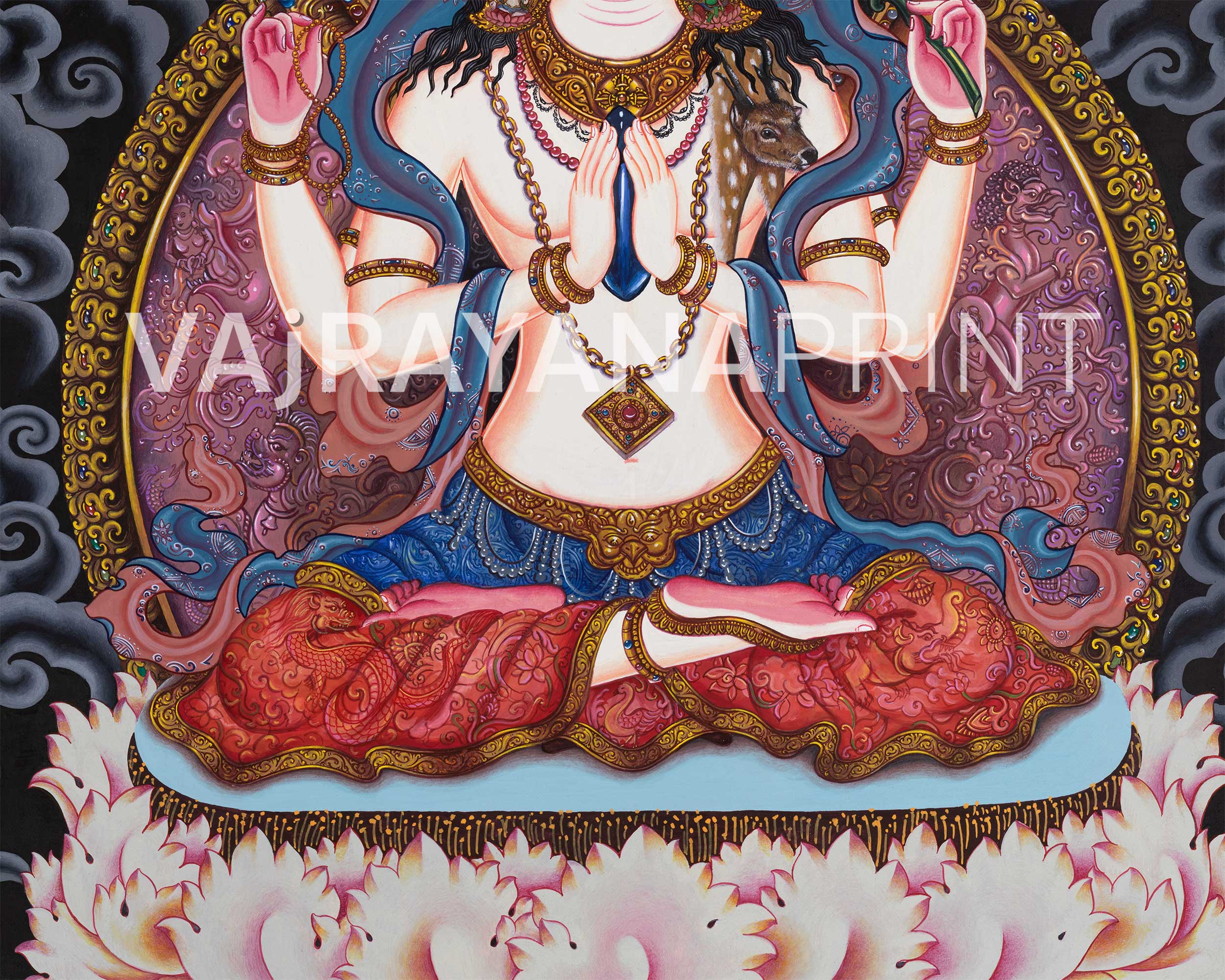 Chenrezig Bodhisattva Thangka Print | Bodhisattva Of Compassion | Buddhist Wall Décor