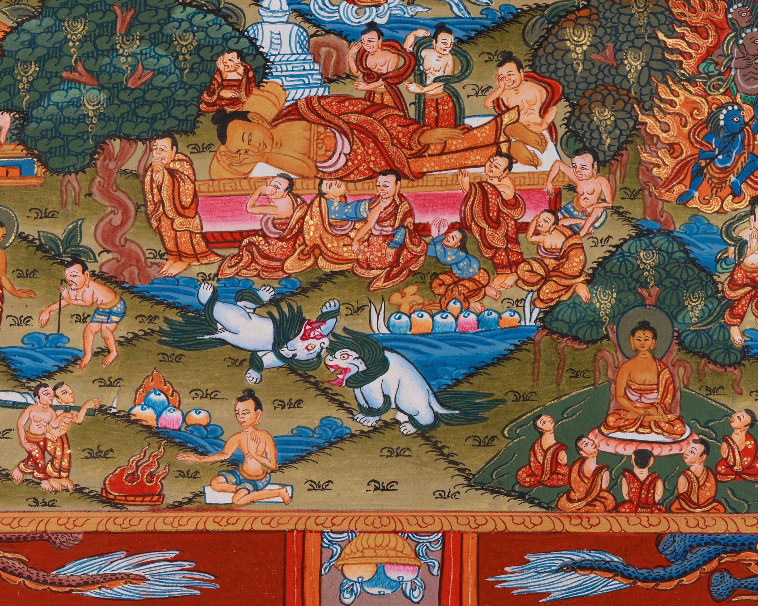 Exquisite Buddha's Life Story Thangka | A Meditative Guide to Enlightenment