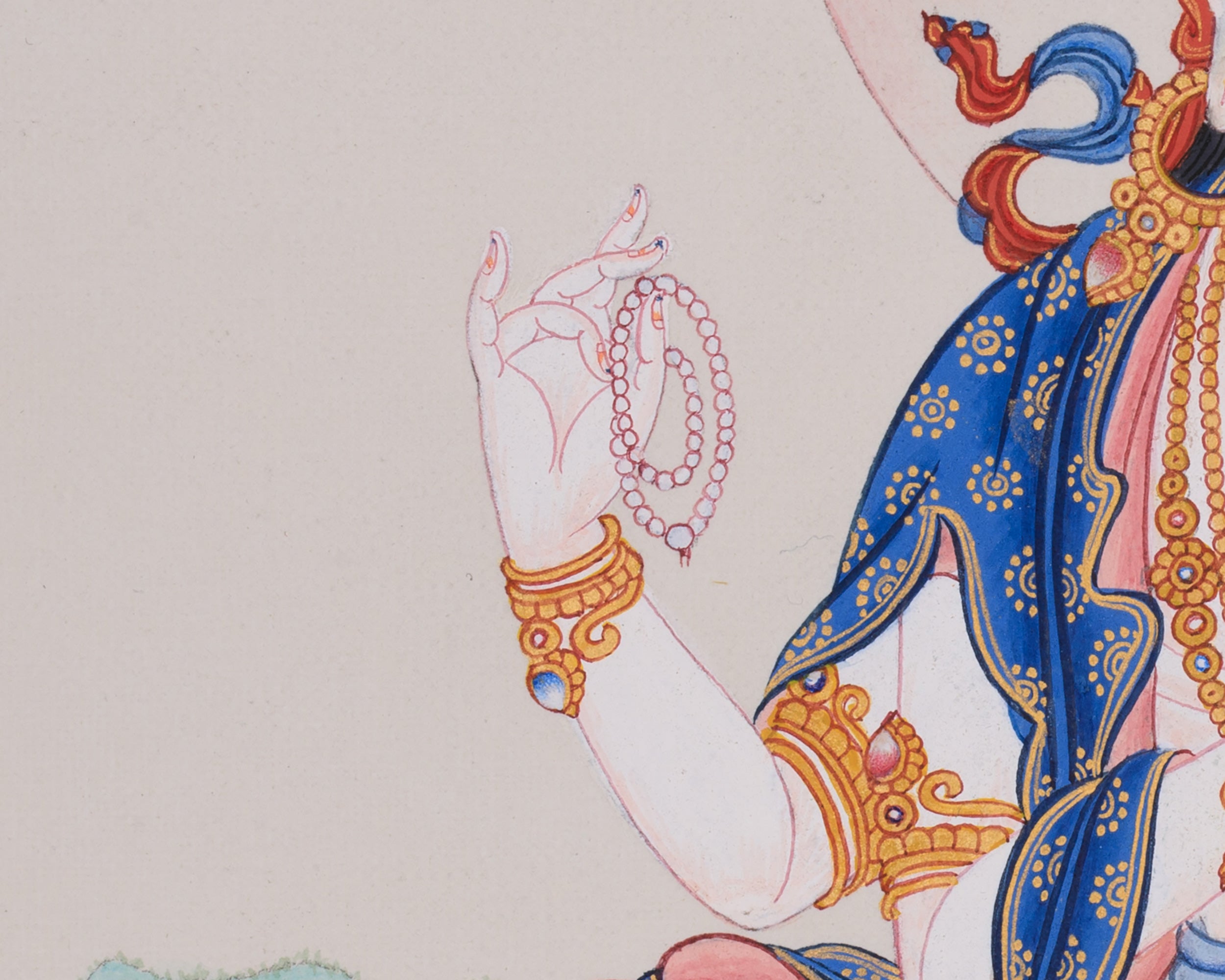 Hand-Painted 4-Armed Avalokiteshvara Thangka – Symbol of Compassion