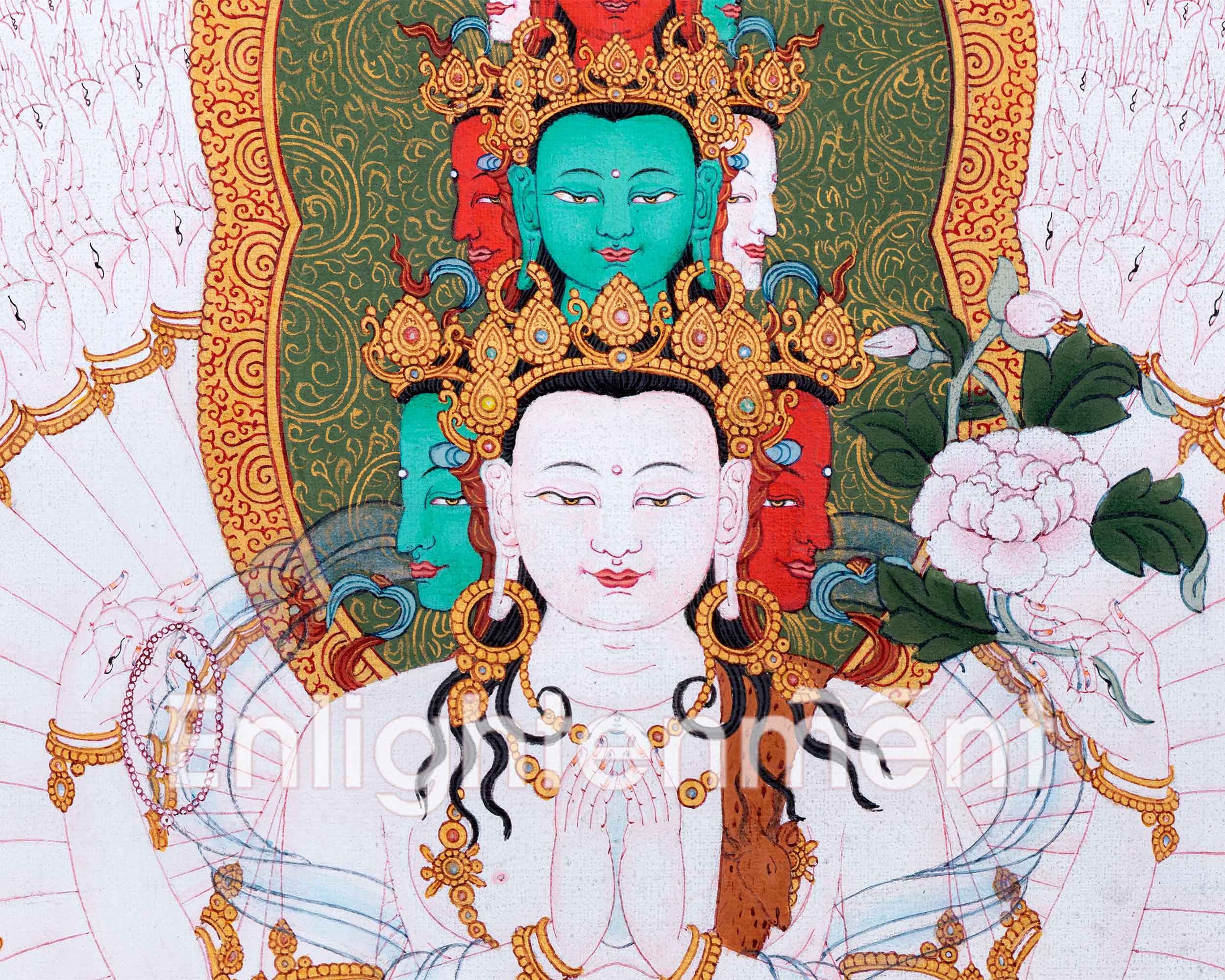 Buddha of Compassion, The 1000 Armed Chenrezig | Thangka for Meditation Practice