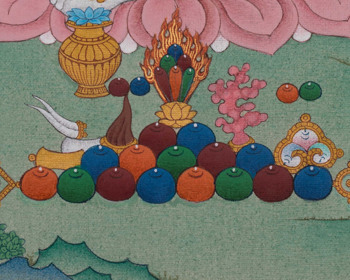 Dzambhala God of Wealth Thangka | Sacred Tibetan Buddhist Prosperity Painting