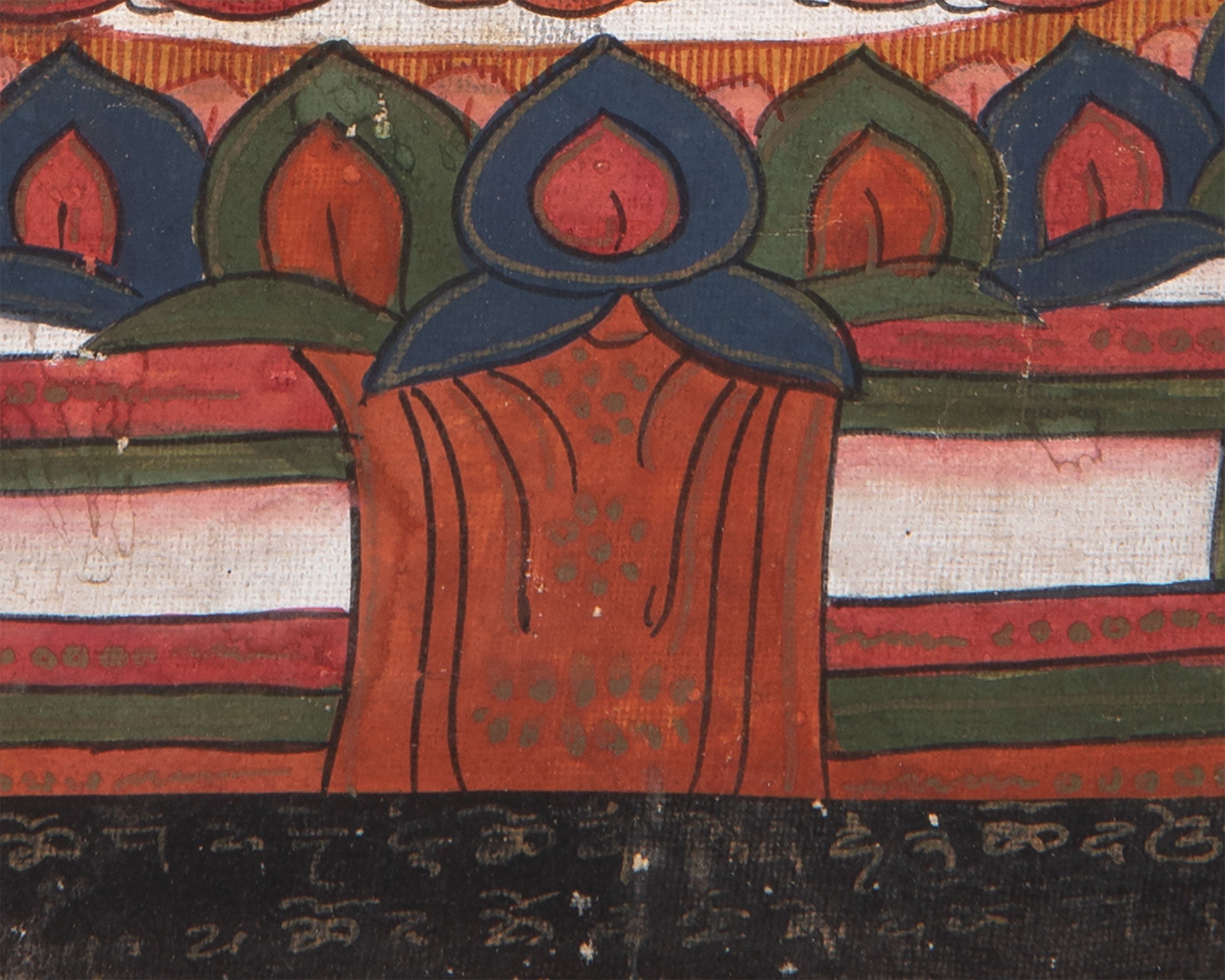 Vintage Vairocana Buddha Thangka With Brocade | Buddhist Wall Hanging