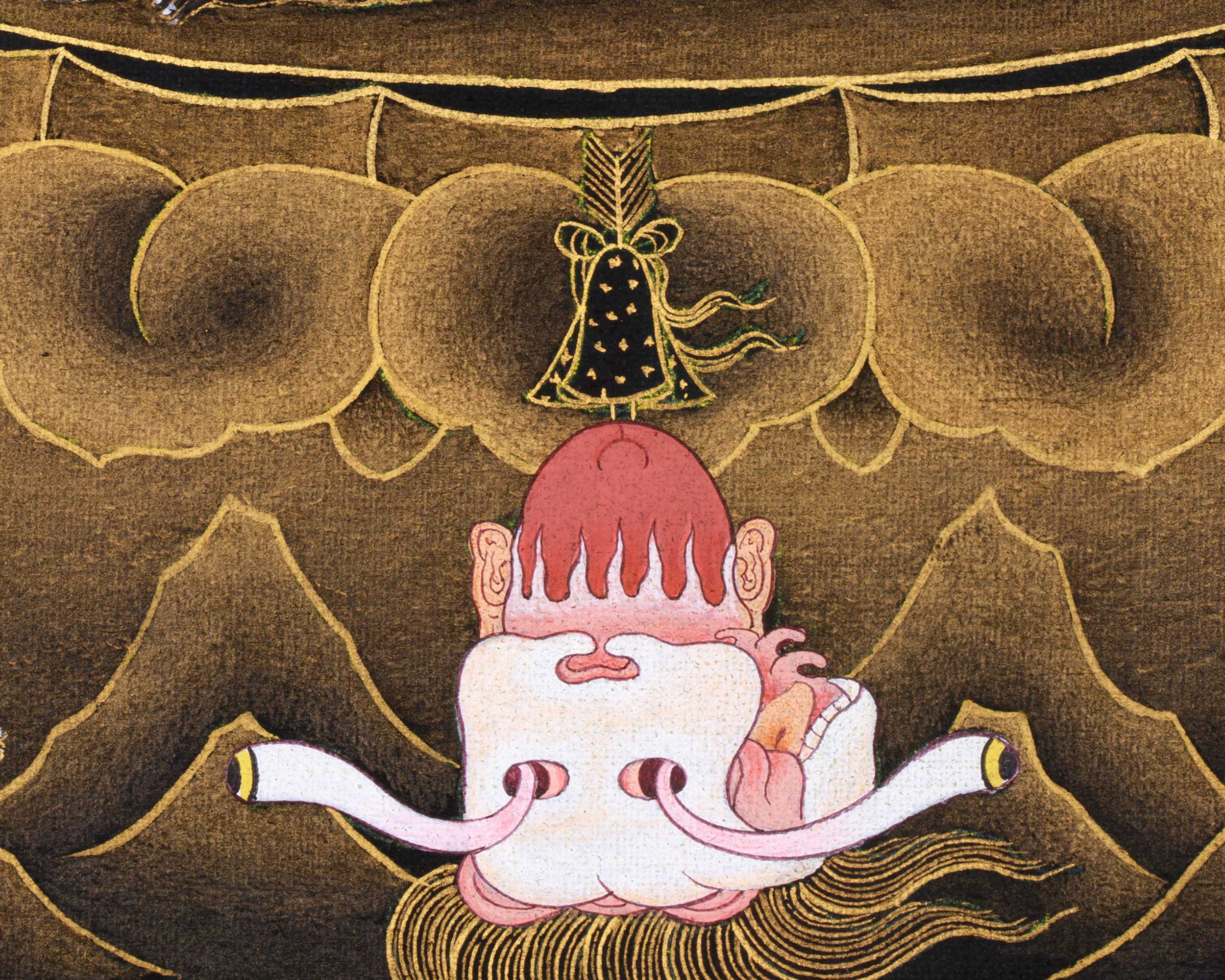 Handpainted Sakya Mahakala Thangka in 24K Gold