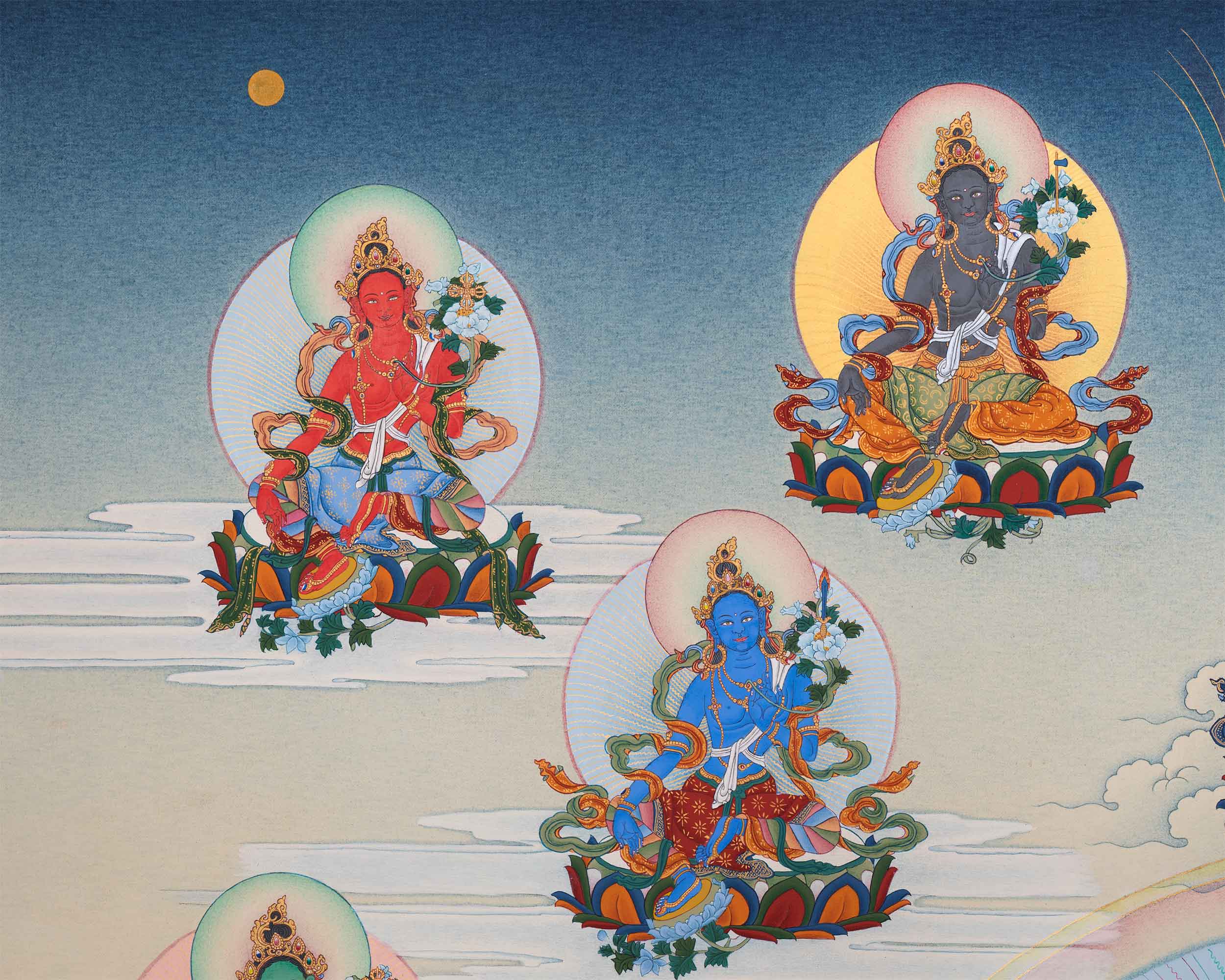 Exclusive Traditional 21 Tara Thangka | Goddesses of Compassion and Protection | Religious Artwork