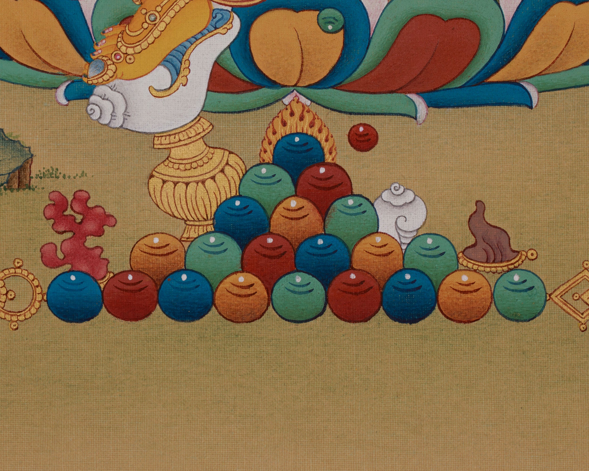 Tibetan Dzambhala with Ratnasambhava Thangka | Prosperity Artwork