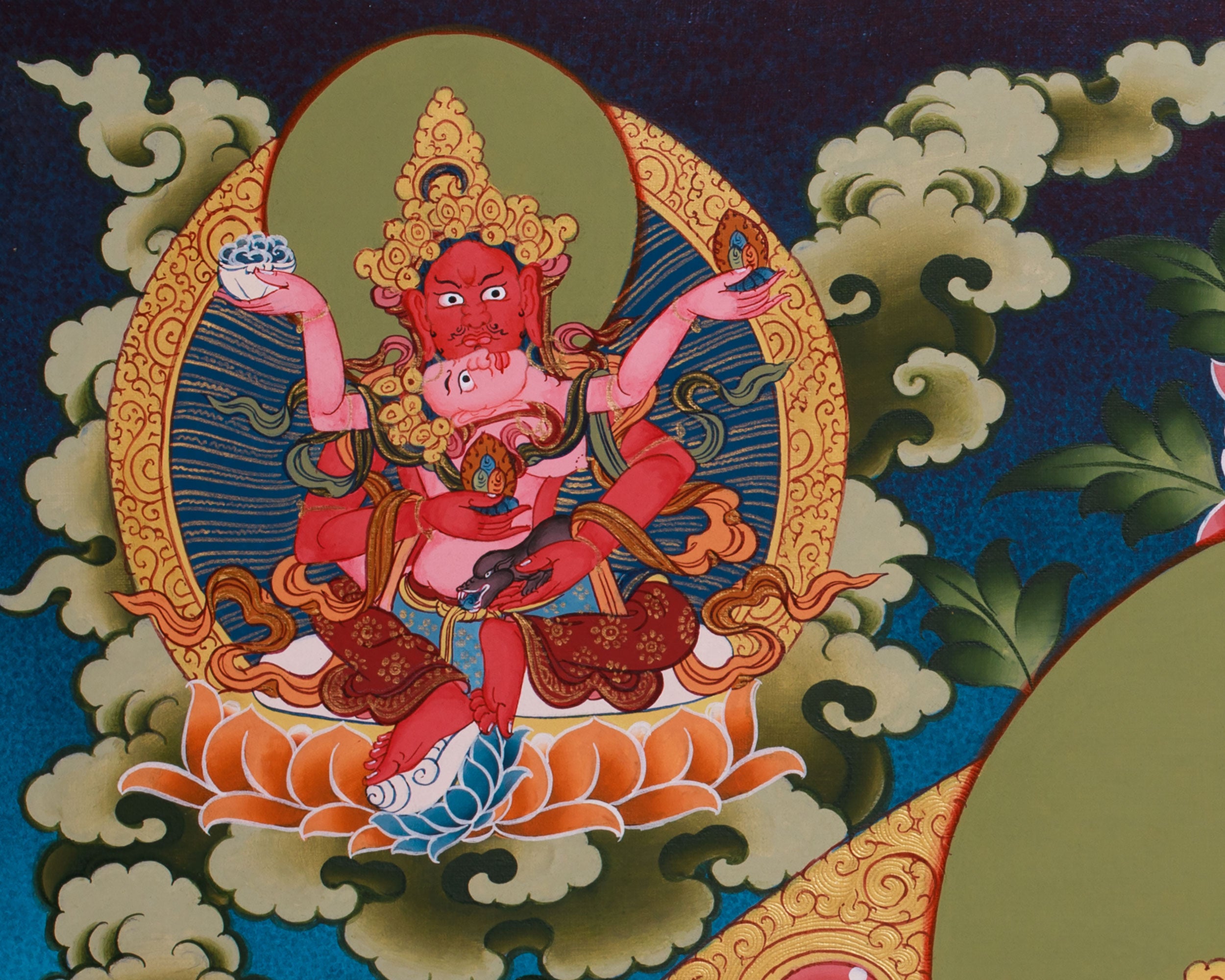 Five Dzambhala Artwork | Tibetan Wealth Deities in Sacred Harmony
