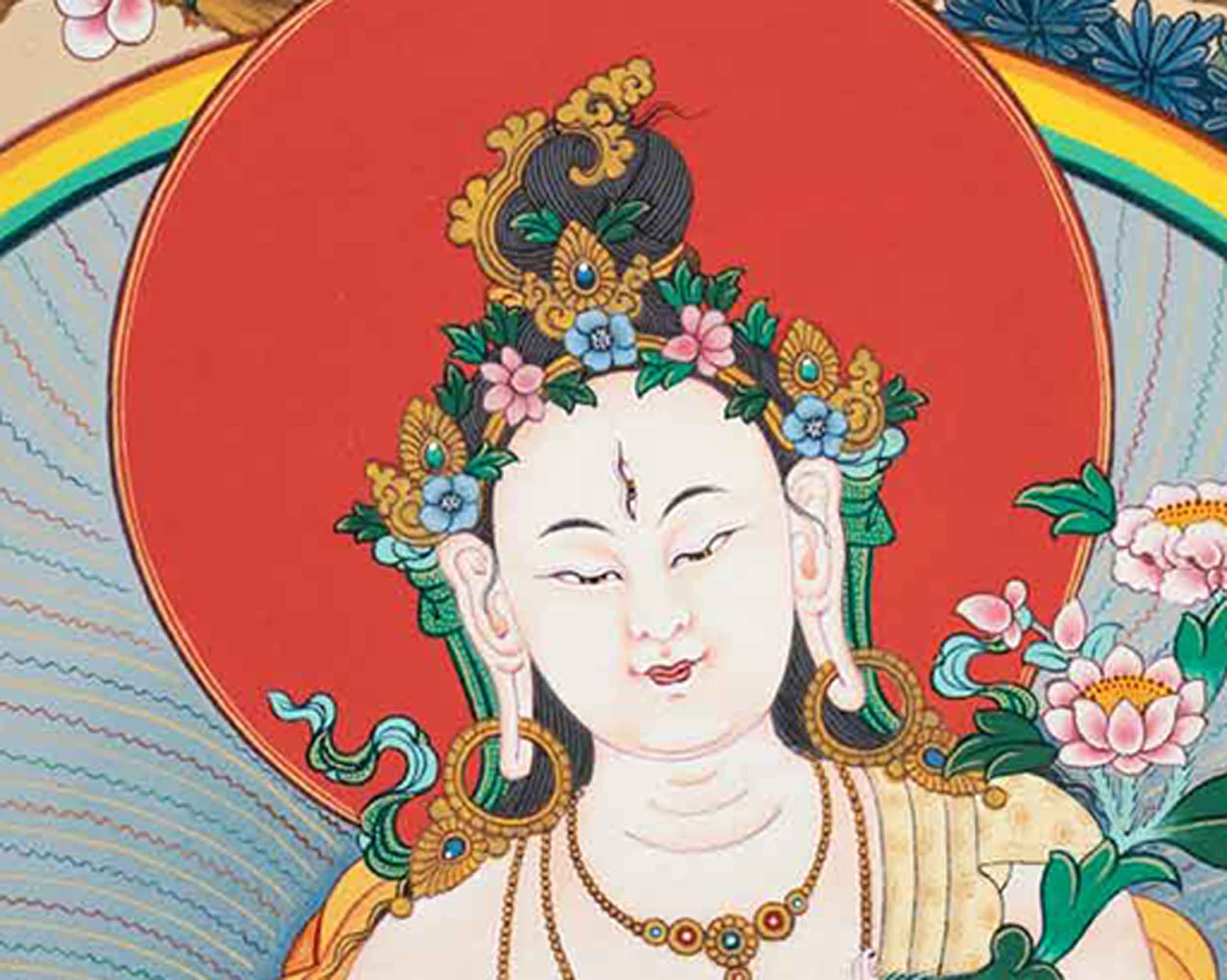 White Tara Wall Art | Traditional Painting| Himalayan Art