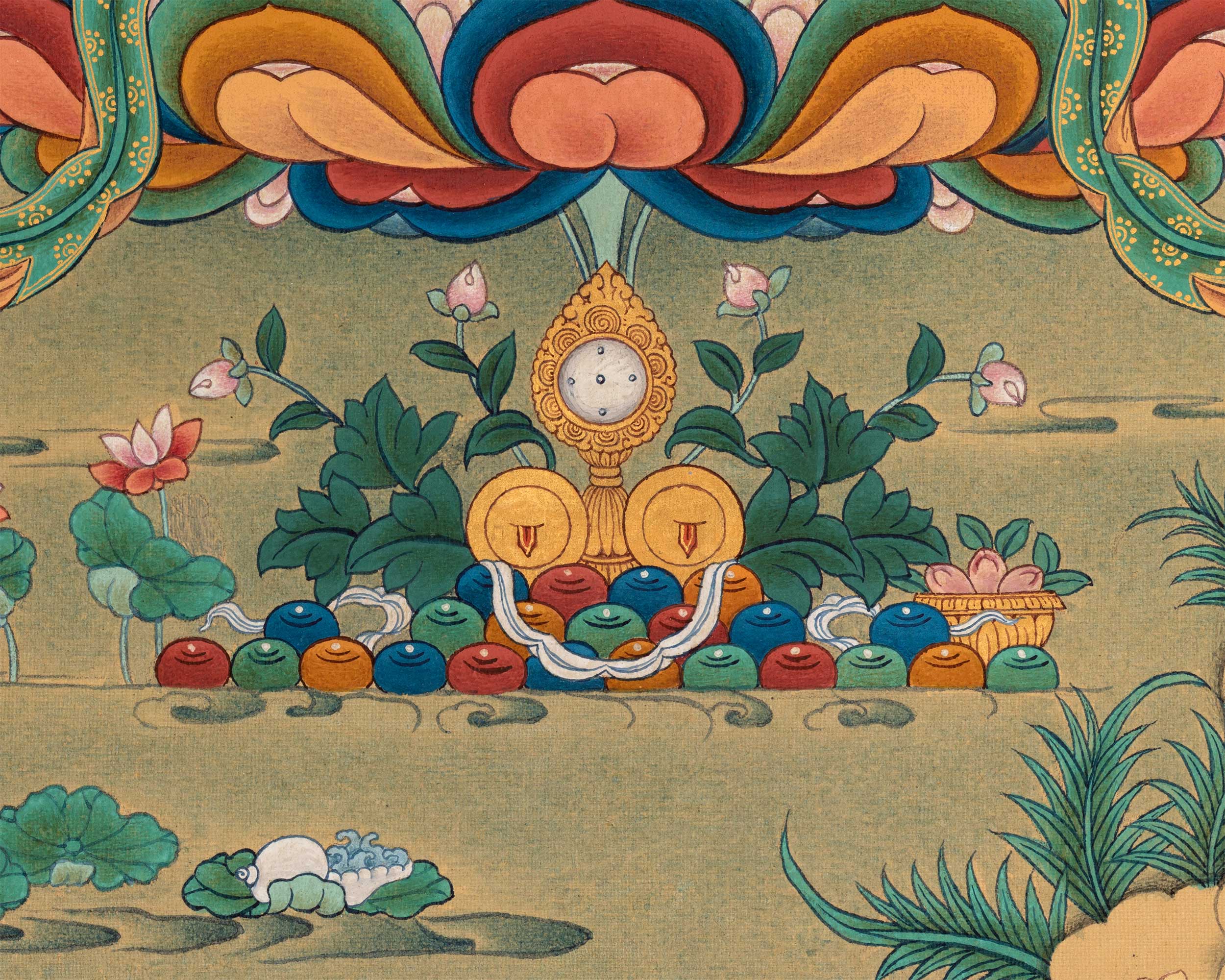 Trio Bodhisattvas Thangka | Avalokiteshvara, Manjushri, and Vajrapani