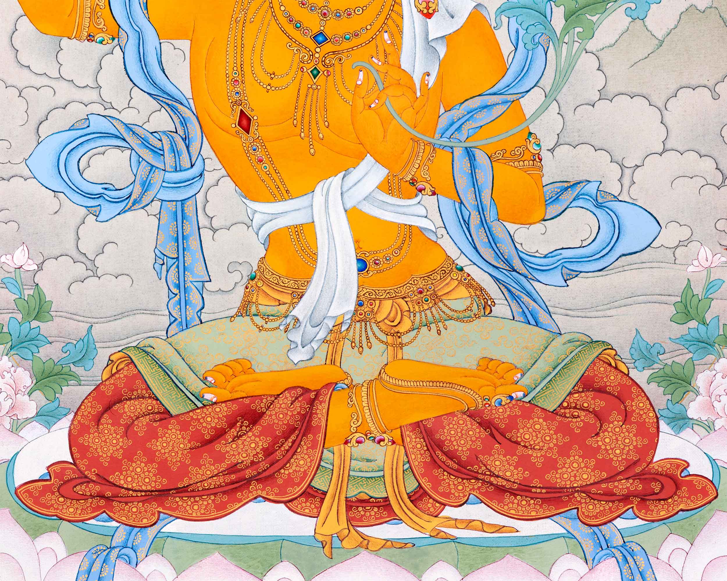 Hand Painted Manjushree Thangka | Divine Wisdom and Enlightenment Art | Buddhist Artwork