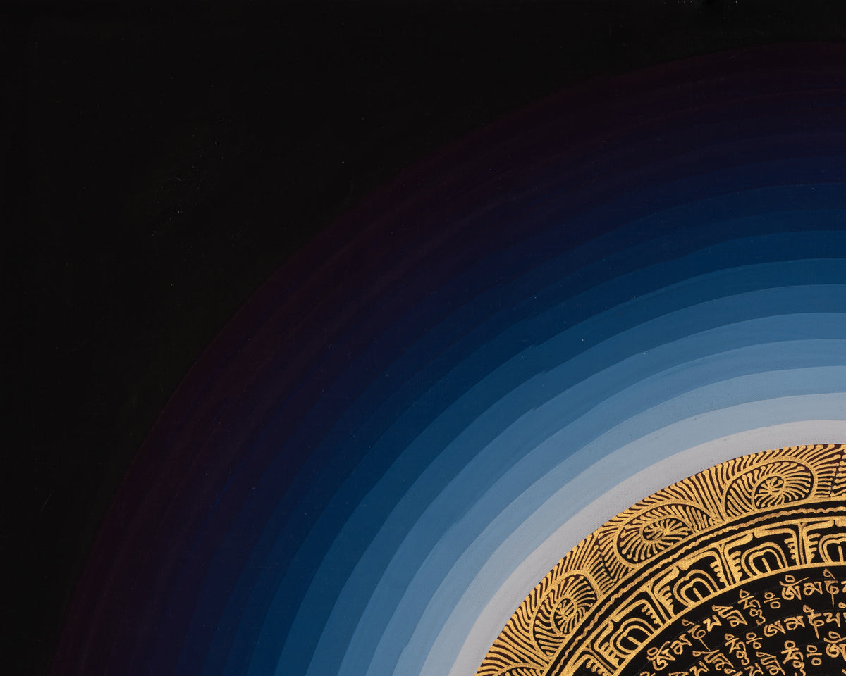 Mantra Mandala Tibetan Art | Hand-Painted Thangka | Spiritual Artwork