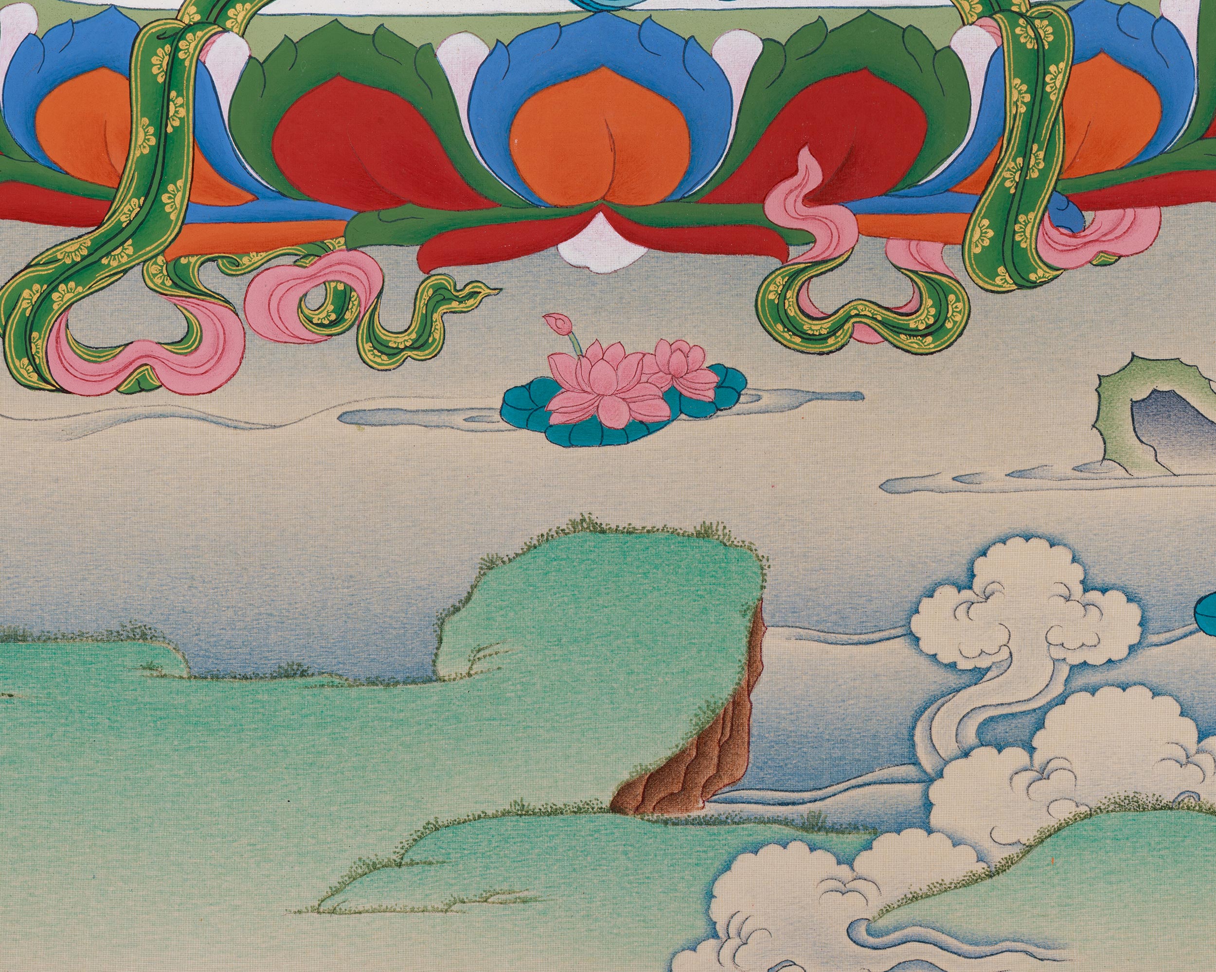 Hand-Painted 24 Inch Manjushri Thangka | Bodhisattva of Profound Knowledge