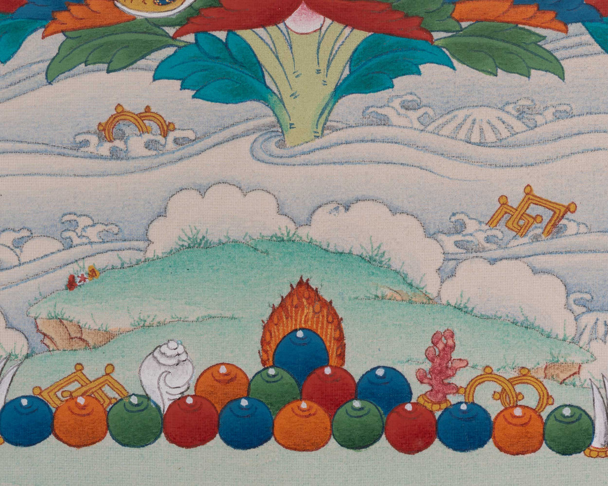 Guru Rinpoche Traditional Thangka | Lotus-Born Master of Vajrayana Buddhism
