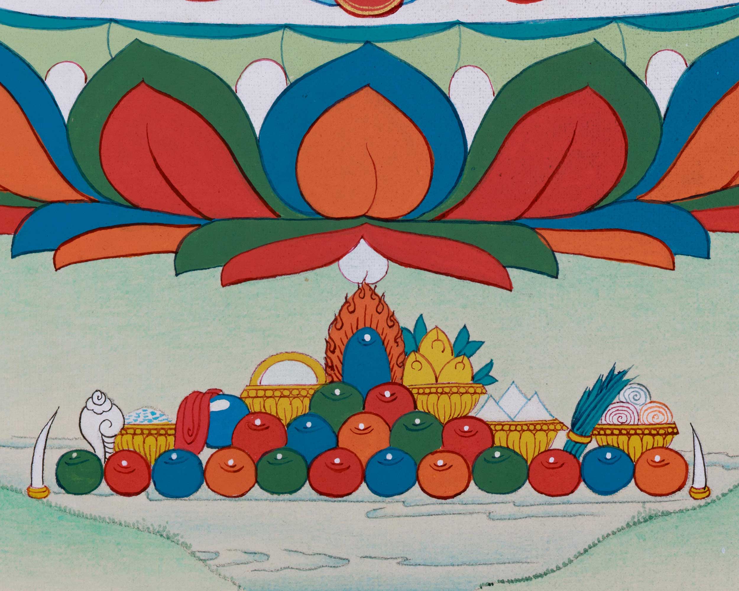 Eternal Bliss: Hand-Painted Amitayus Thangka - With Brocade