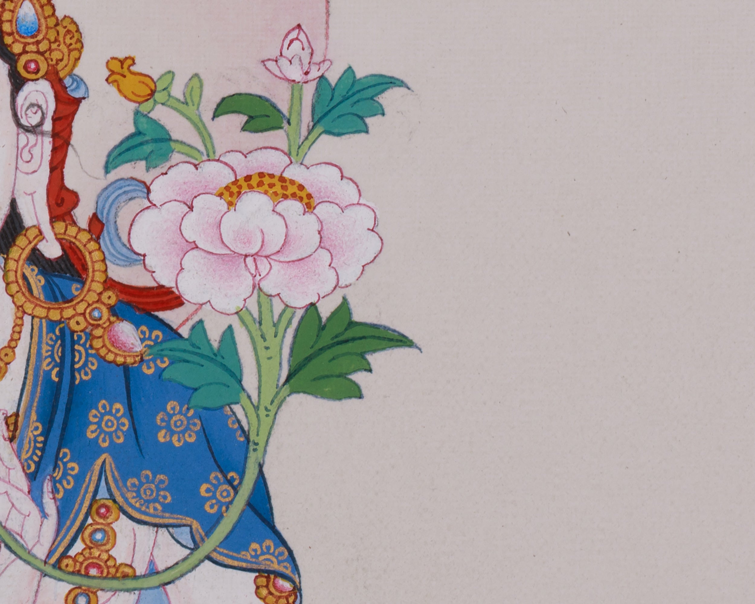 Small Tibetan White Tara Thangka | Traditional Karma Gardi Artistry