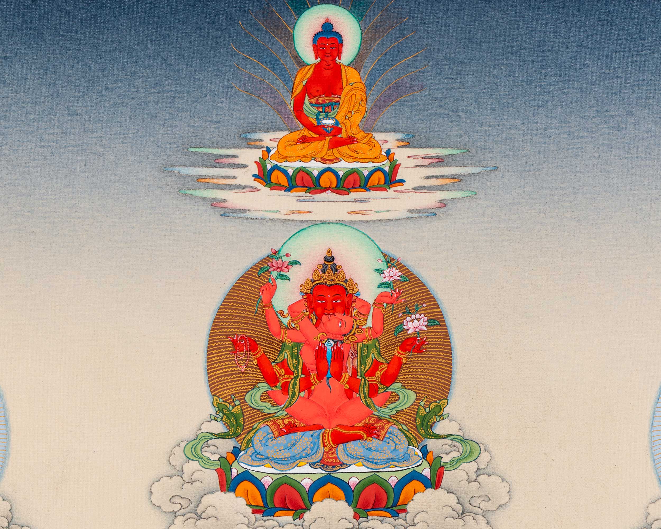 Gyalwa Gyasto Mandala Thangka Print | Chenresig with Vajravarahi Painting