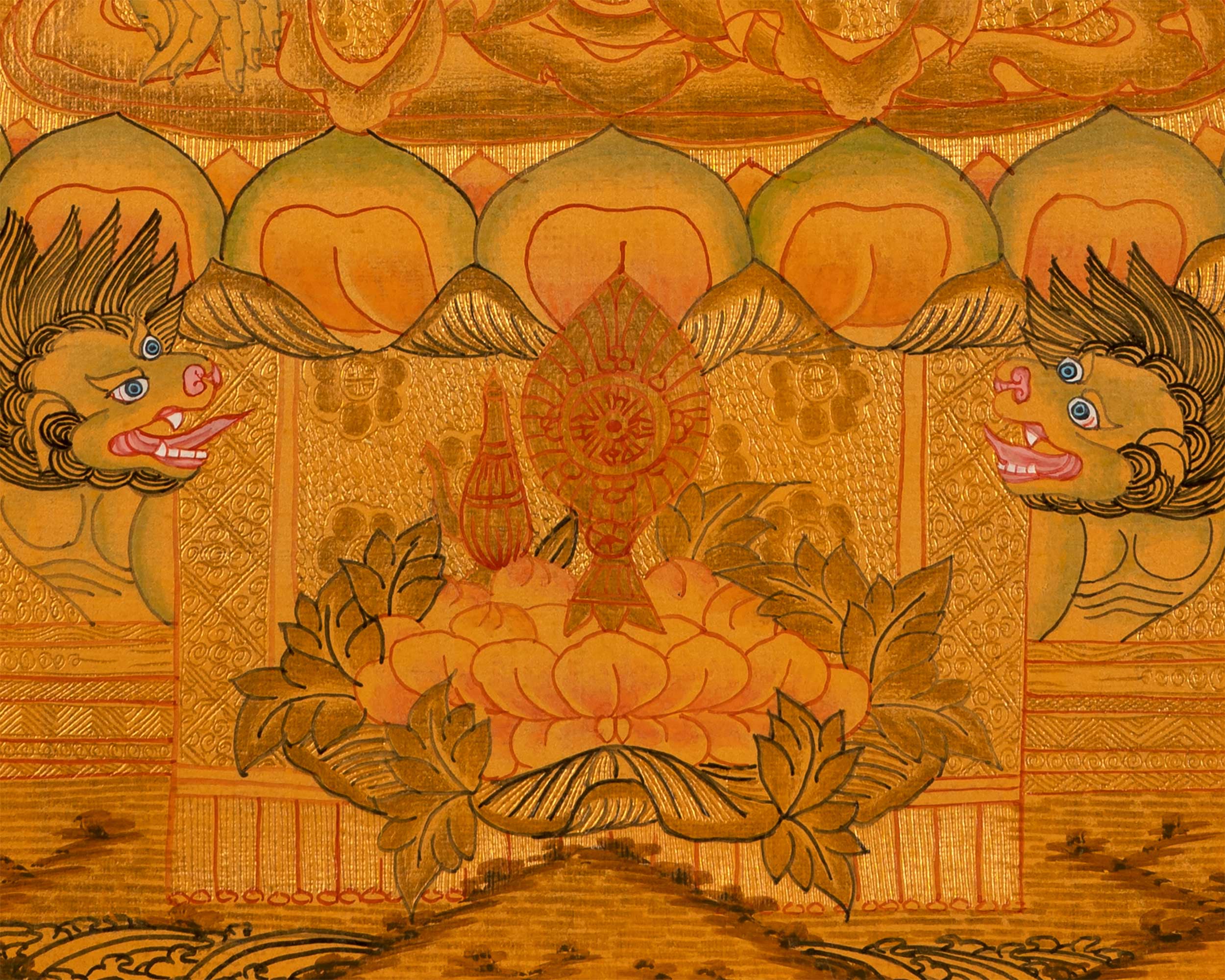 Tibetan Buddhist Painting Of Medicine Buddha Thangka | 24K Gold Style Hand Painted