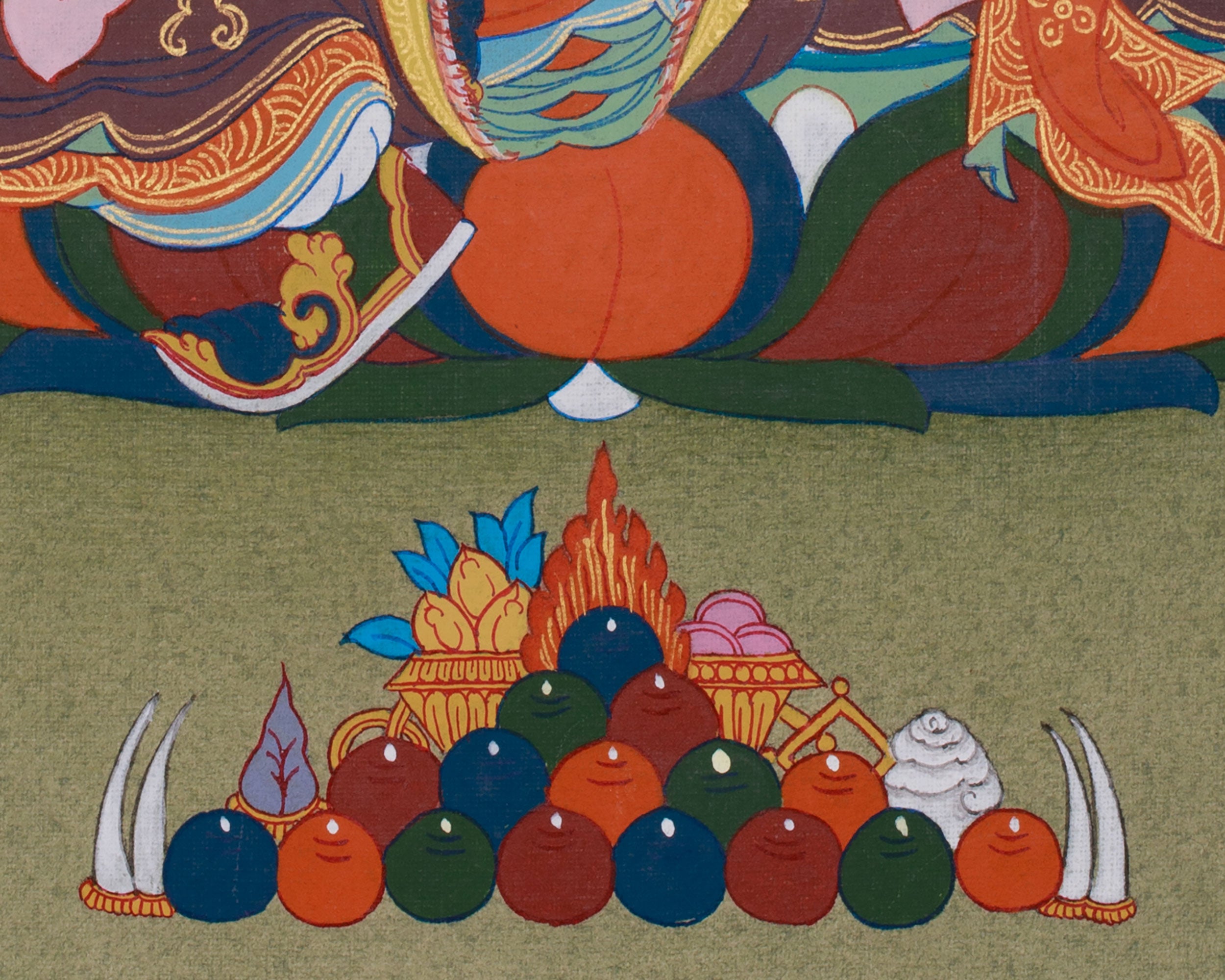 Tibetan Guru Rinpoche Painting with Brocade | Padmasambhava, the Second Buddha of Tibet