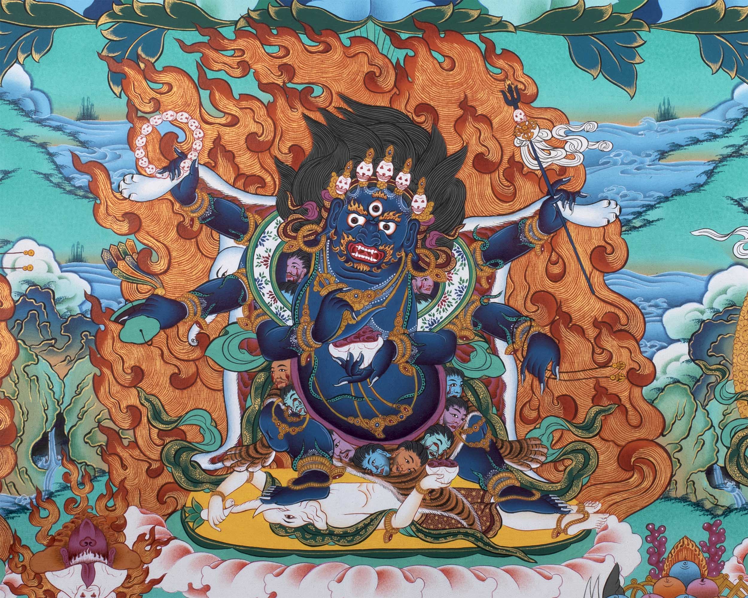 Chenrezig Thangka Print For Spiritual Awakening | Divine Avalokiteshvara Print | Exquisite Wall Hanging Art
