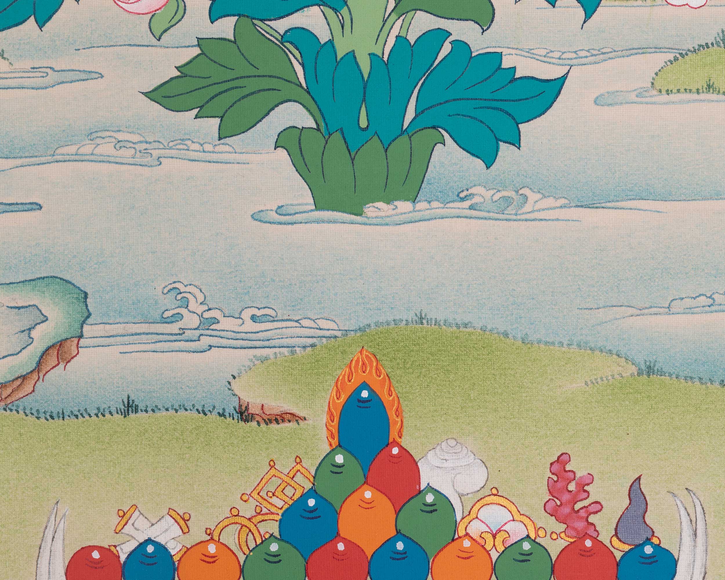 Guru Rinpoche Tibetan Art | Padmasambhava Sacred Artwork | Thangka Painting