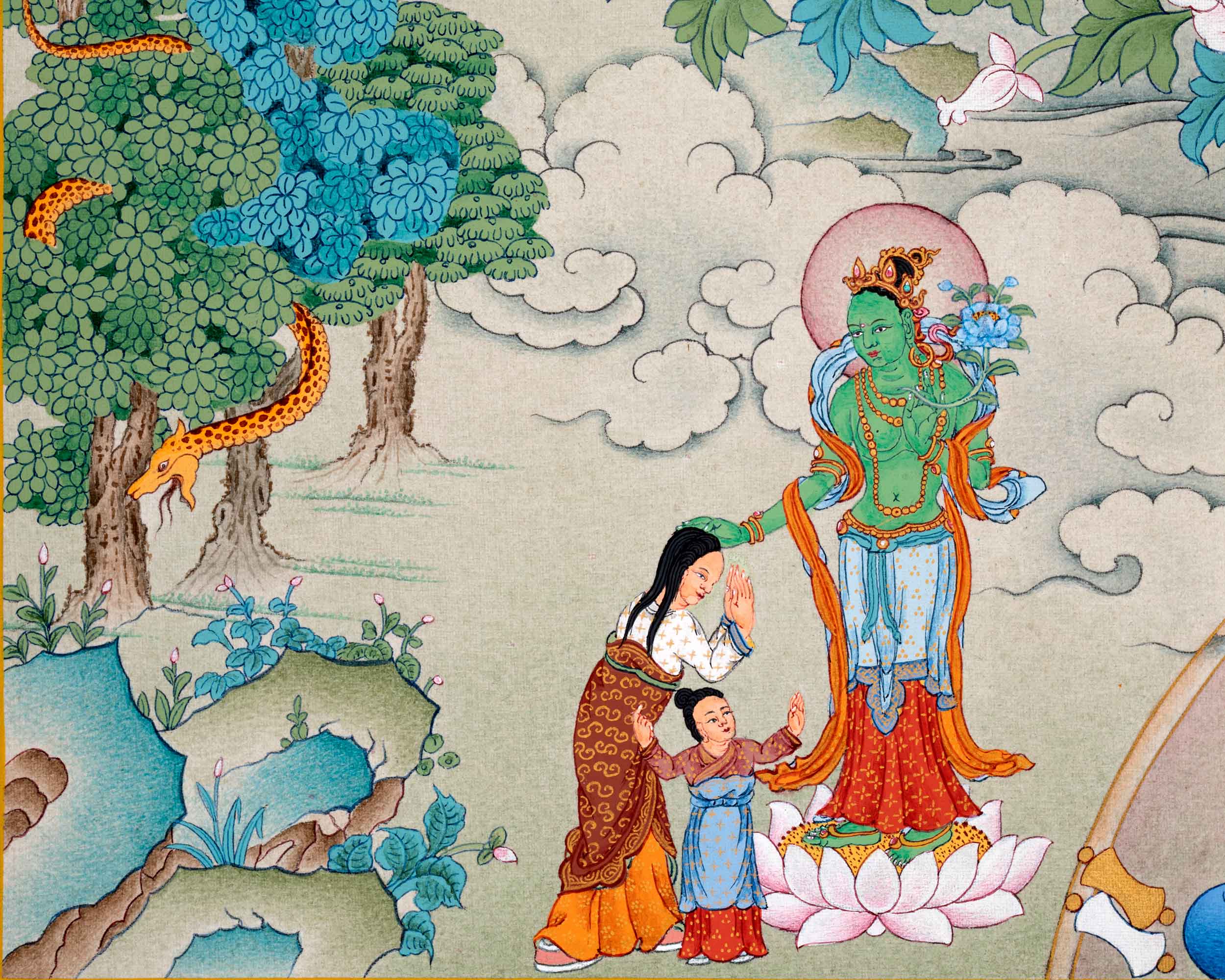 Green Tara, The Mother of Liberation | Traditional Tibetan Buddhist Thangka | The Divine Feminine