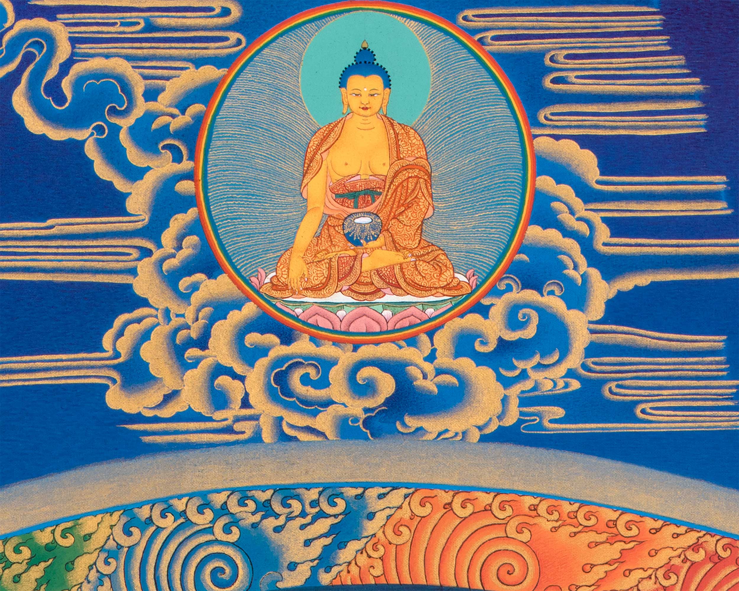 Chenresig Mandala Thangka Print | Traditional Tibetan Mandala Artwork
