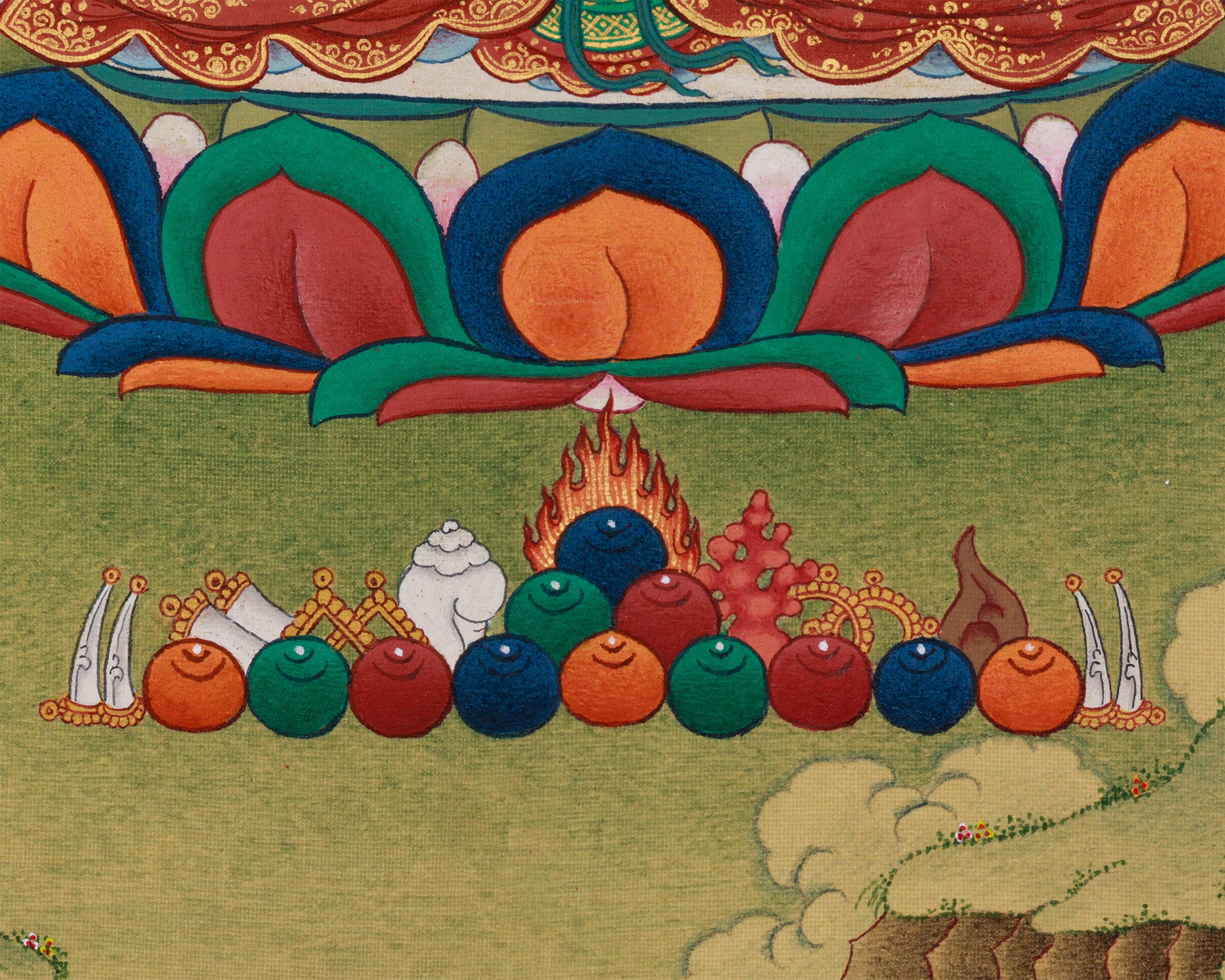 Bodhisattva Manjushri with Mitrupa Buddha Thangka | Divine Representation of Wisdom and Enlightened Meditation