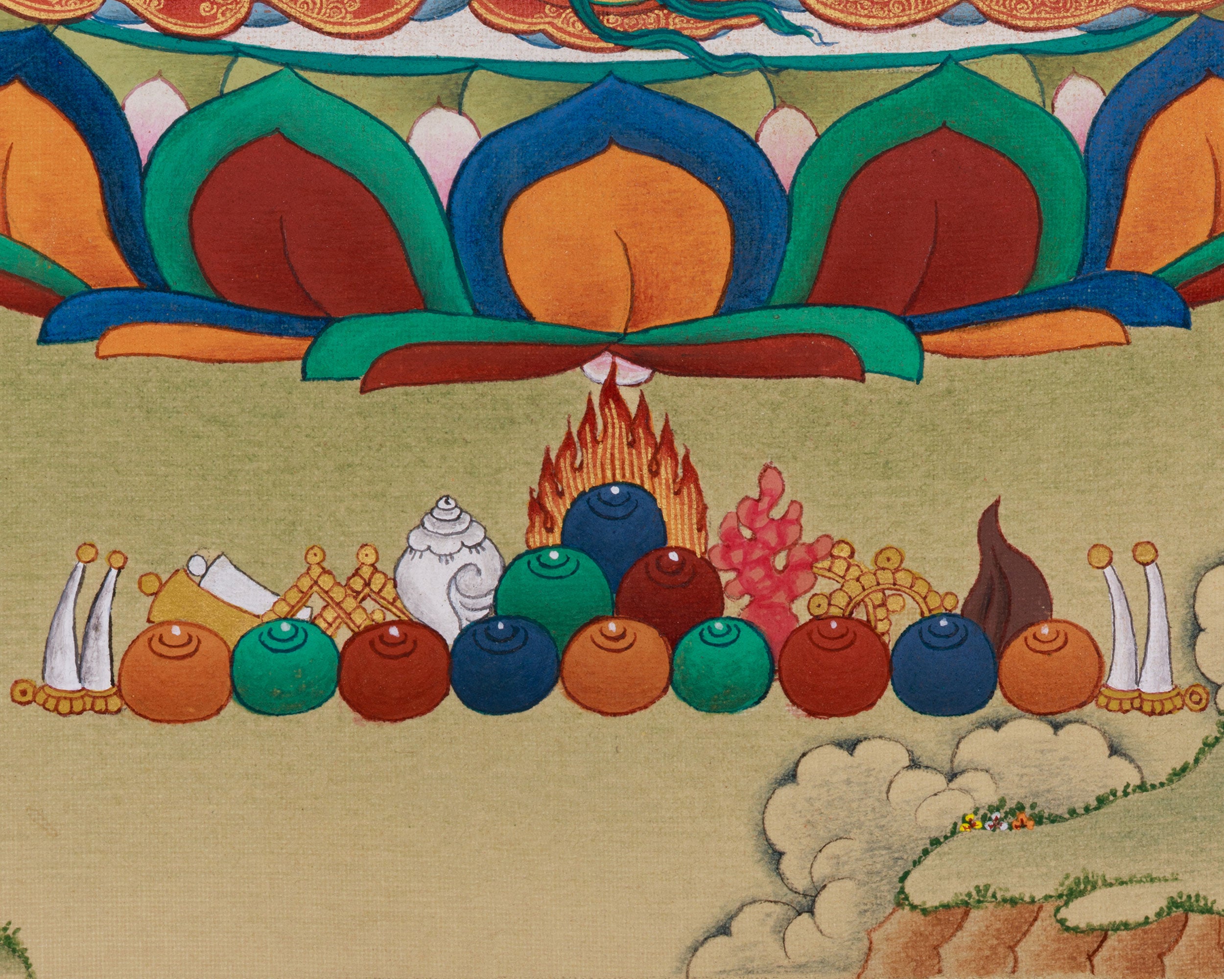 Traditional Manjushri With Mitrupa Thangka | A Gateway to Insight