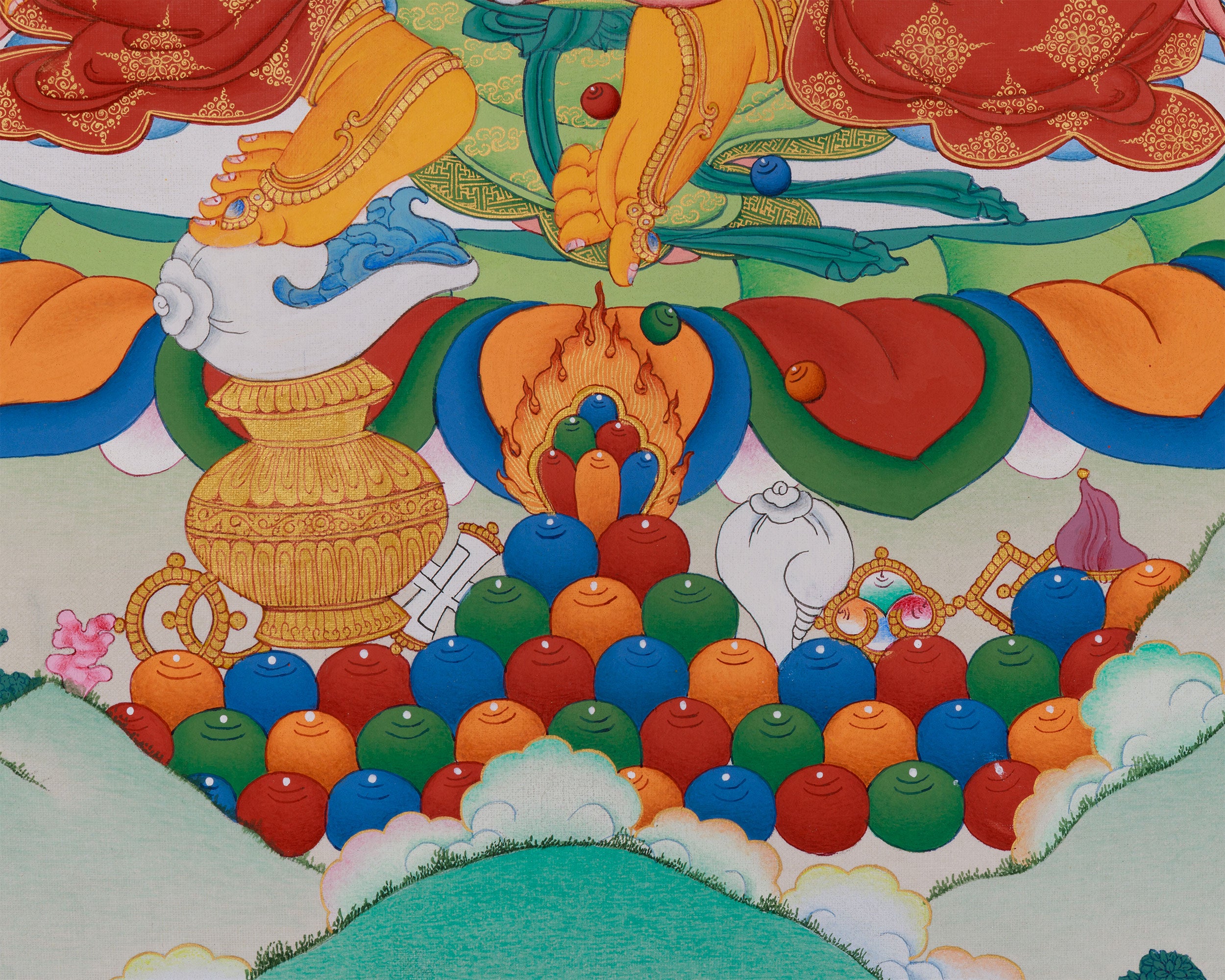 Dzambhala Thangka | Buddhist Deity of Wealth and Prosperity | BROCADE