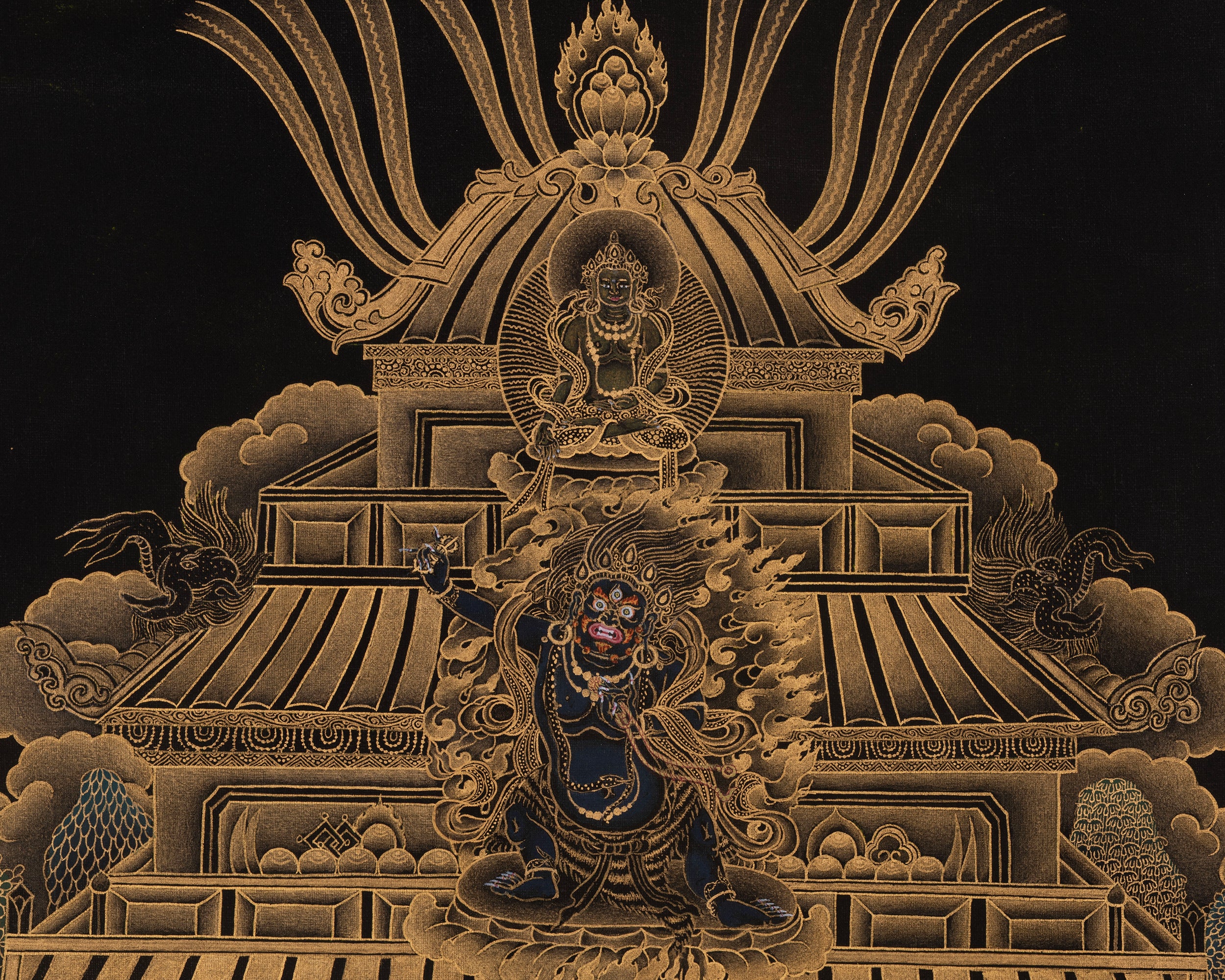 Namtoshe Wealth Deity Palace Thangka | Vaishravana Artwork | A Prominent Guardian King