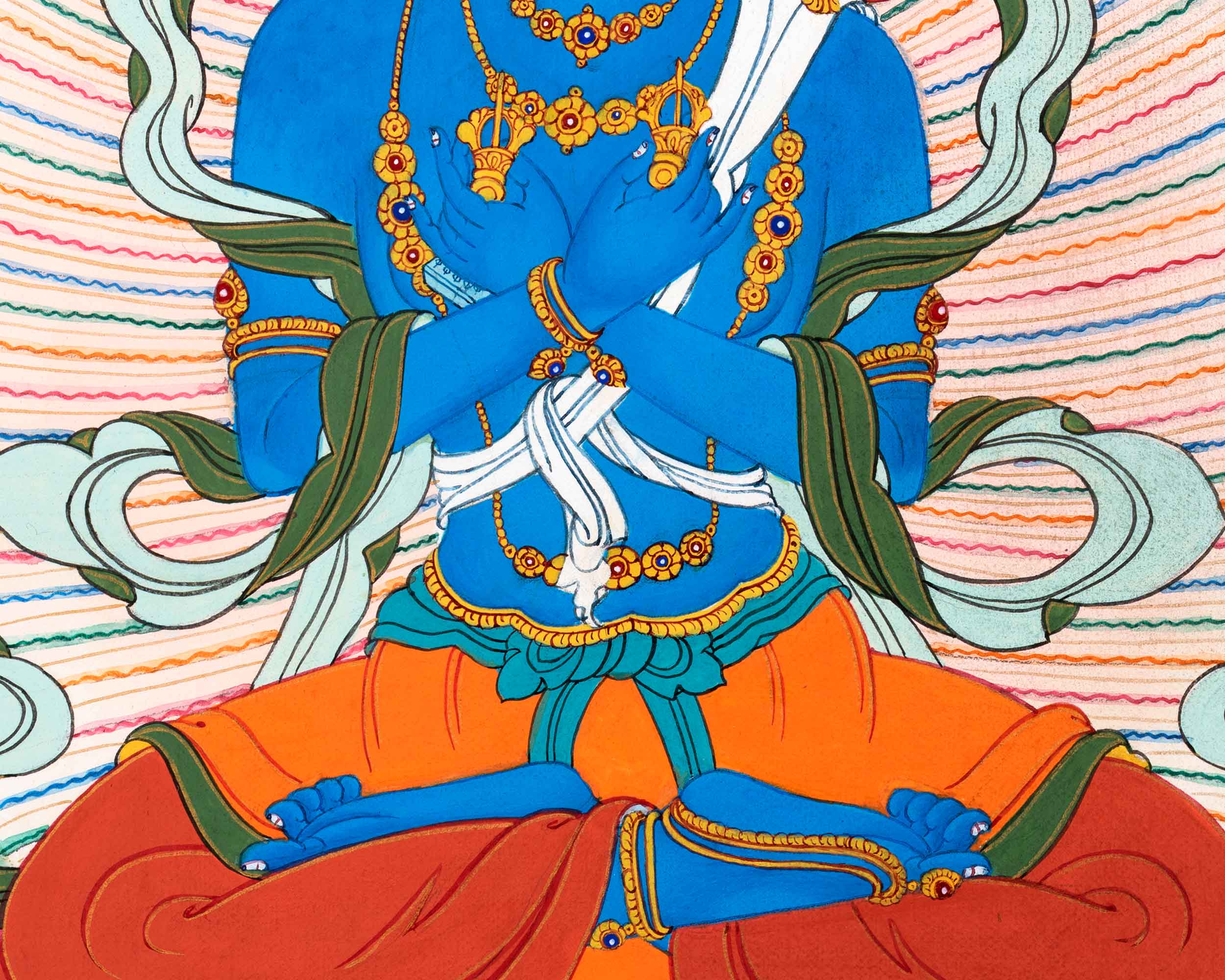 Hand Painted Vajradhara Thangka | Primordial Buddha Guru Dorje Chang | Hanpainted Thangka Art
