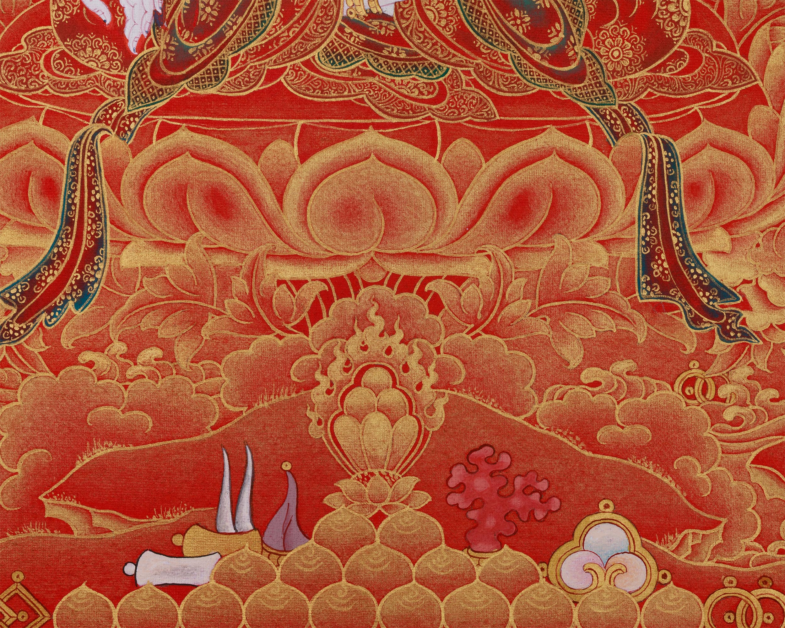 Golden White Tara Goddess Thangka | Divine Mother of Long Life