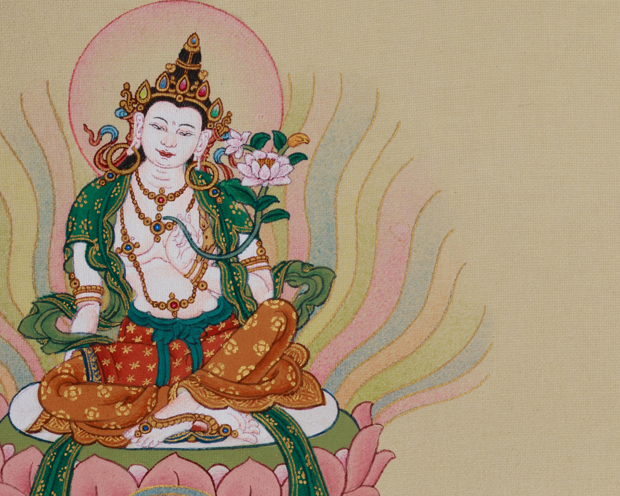 Manjushri Wisdom Bodhisattva Thangka | Flaming Sword | Buddhist Deity