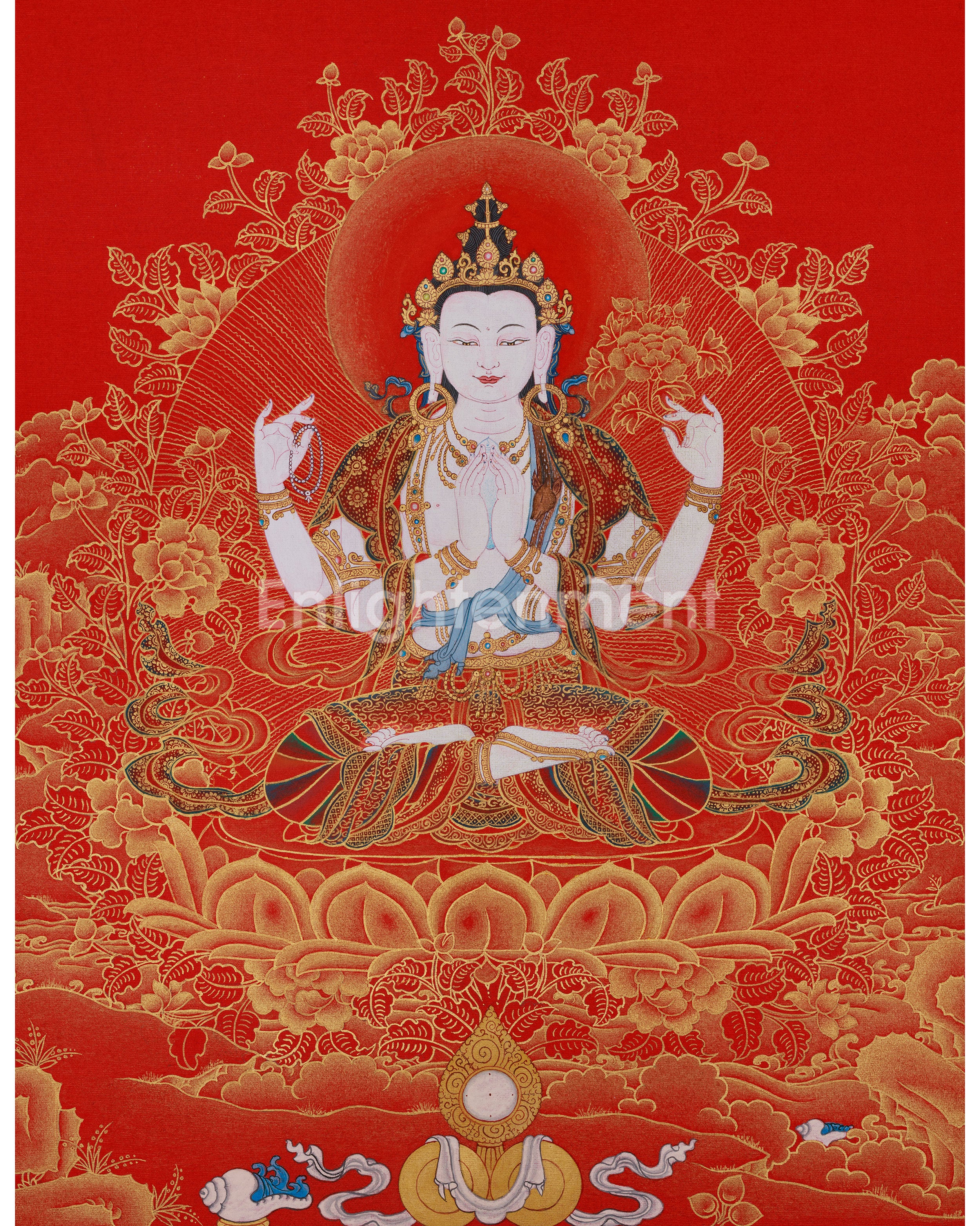 4 Arms Avalokiteshvara Thangka