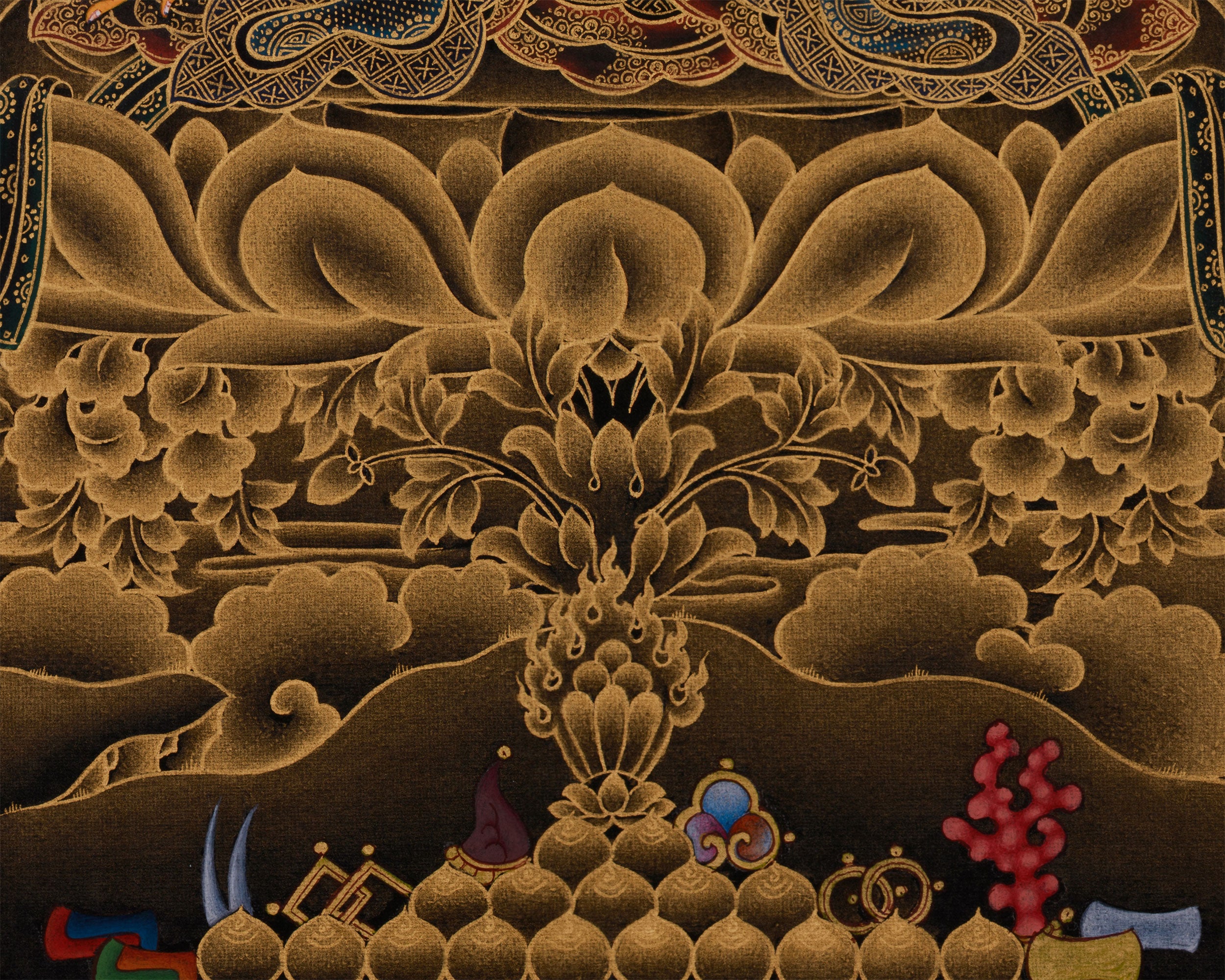 24K Gold Thangka of Kshitigarbha | Symbol of Compassion, Afterlife Guidance & Deep Meditation