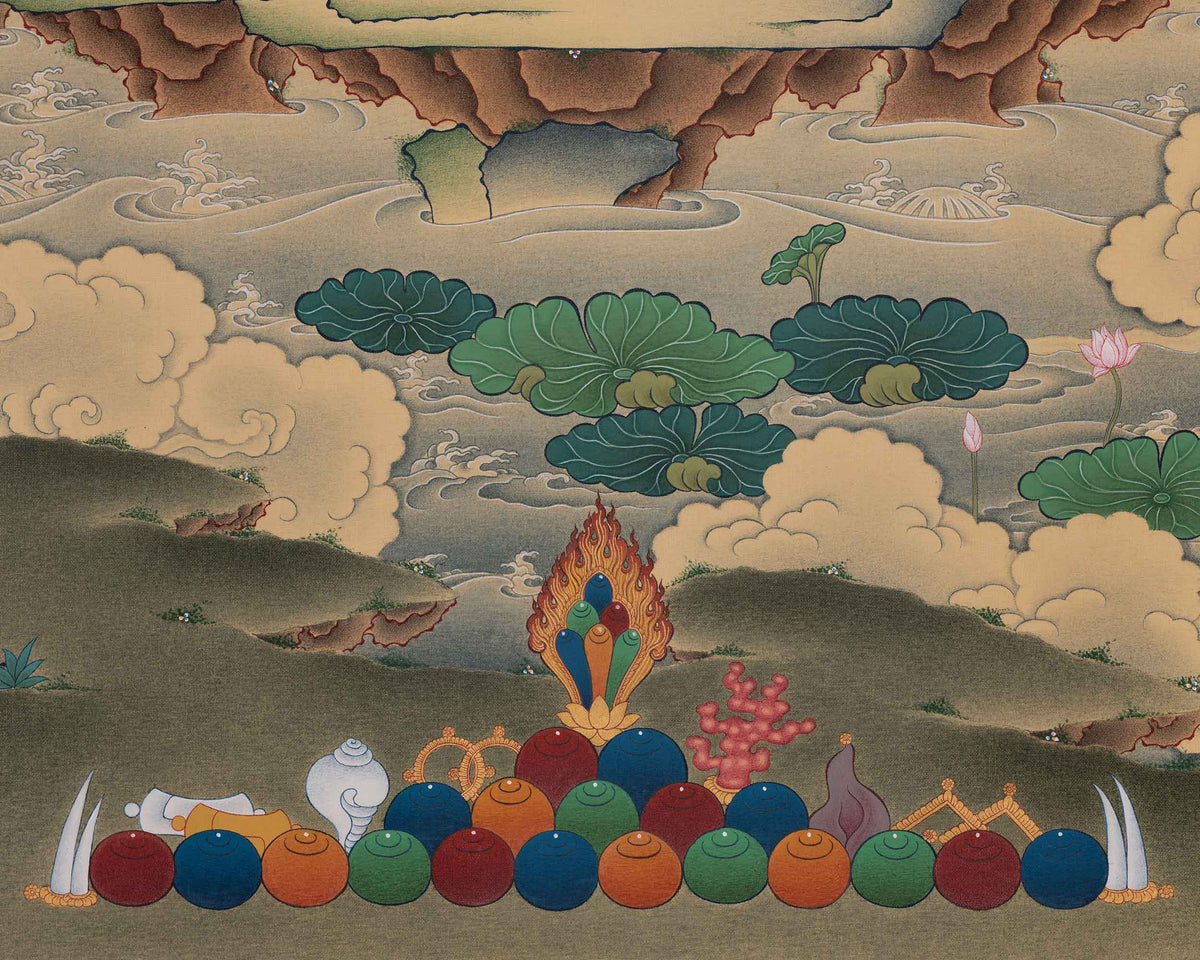 Tibetan Four-Armed Chenrezig Thangka | Chaturbhuja Avalokiteshvara