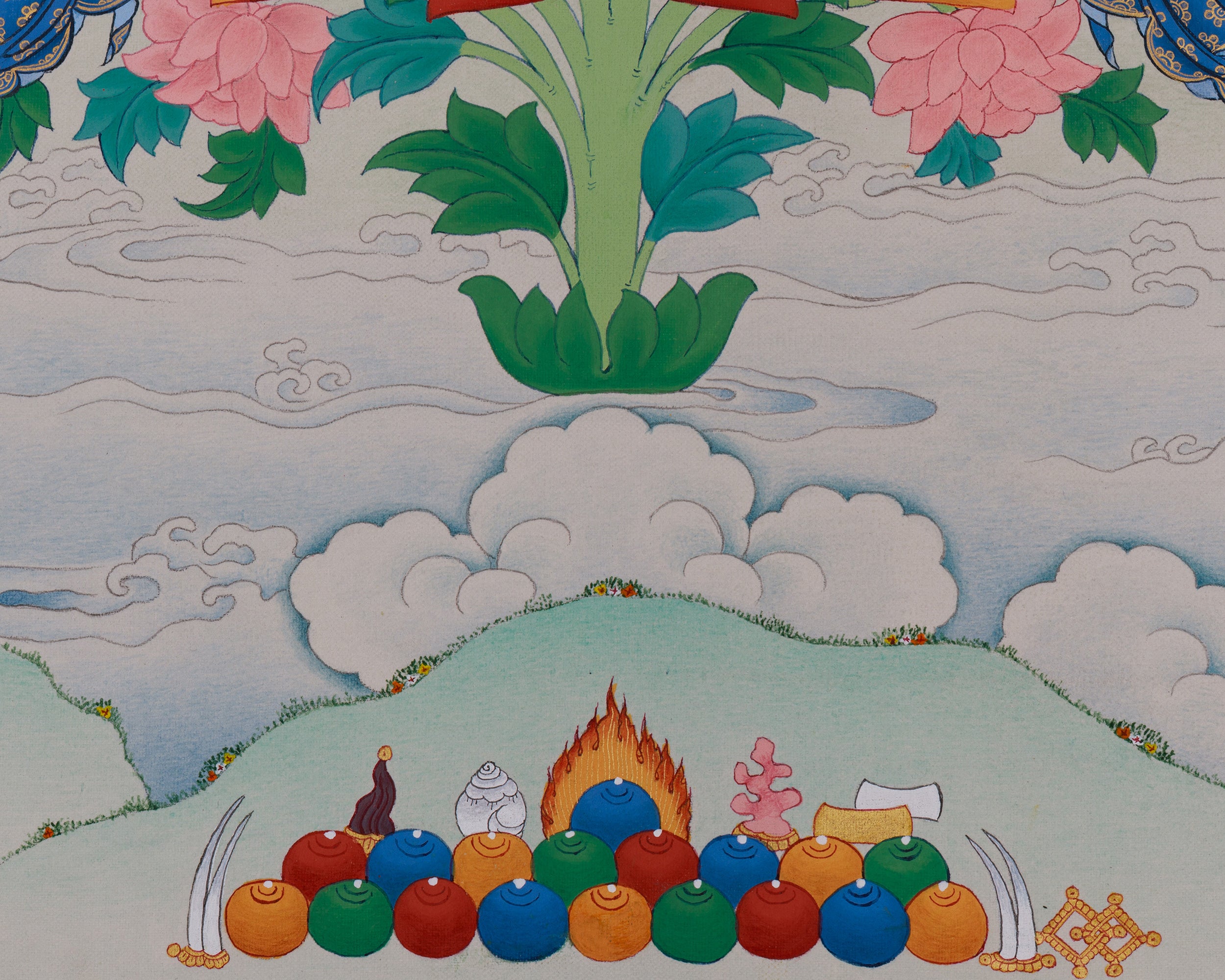 Enlightened Monju Bosatsu (Manjushri) Thangka | Master of Philosophy and Teachings