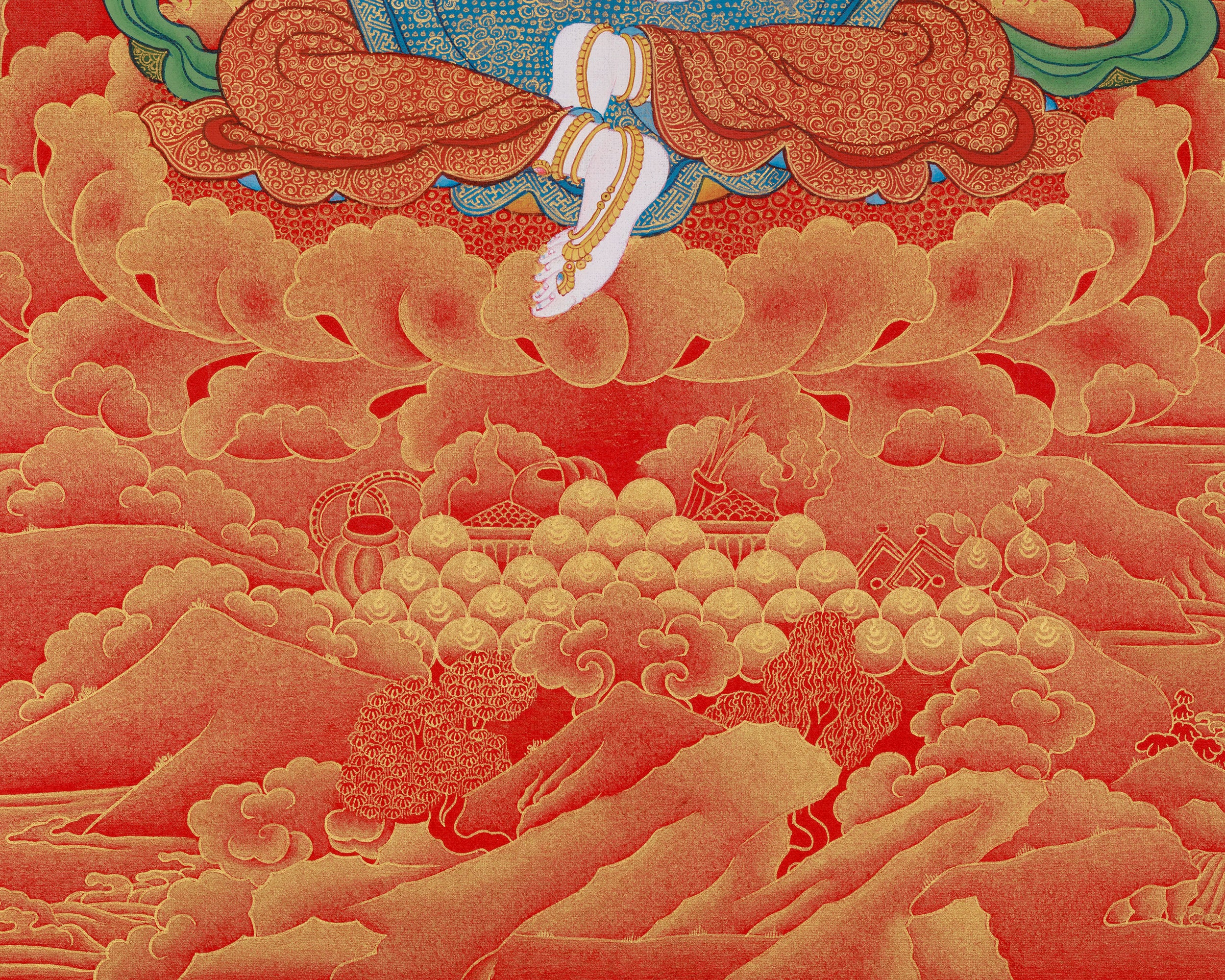 Radiant Gold Yeshe Tsogyal Thangka | Dakini of Buddhism