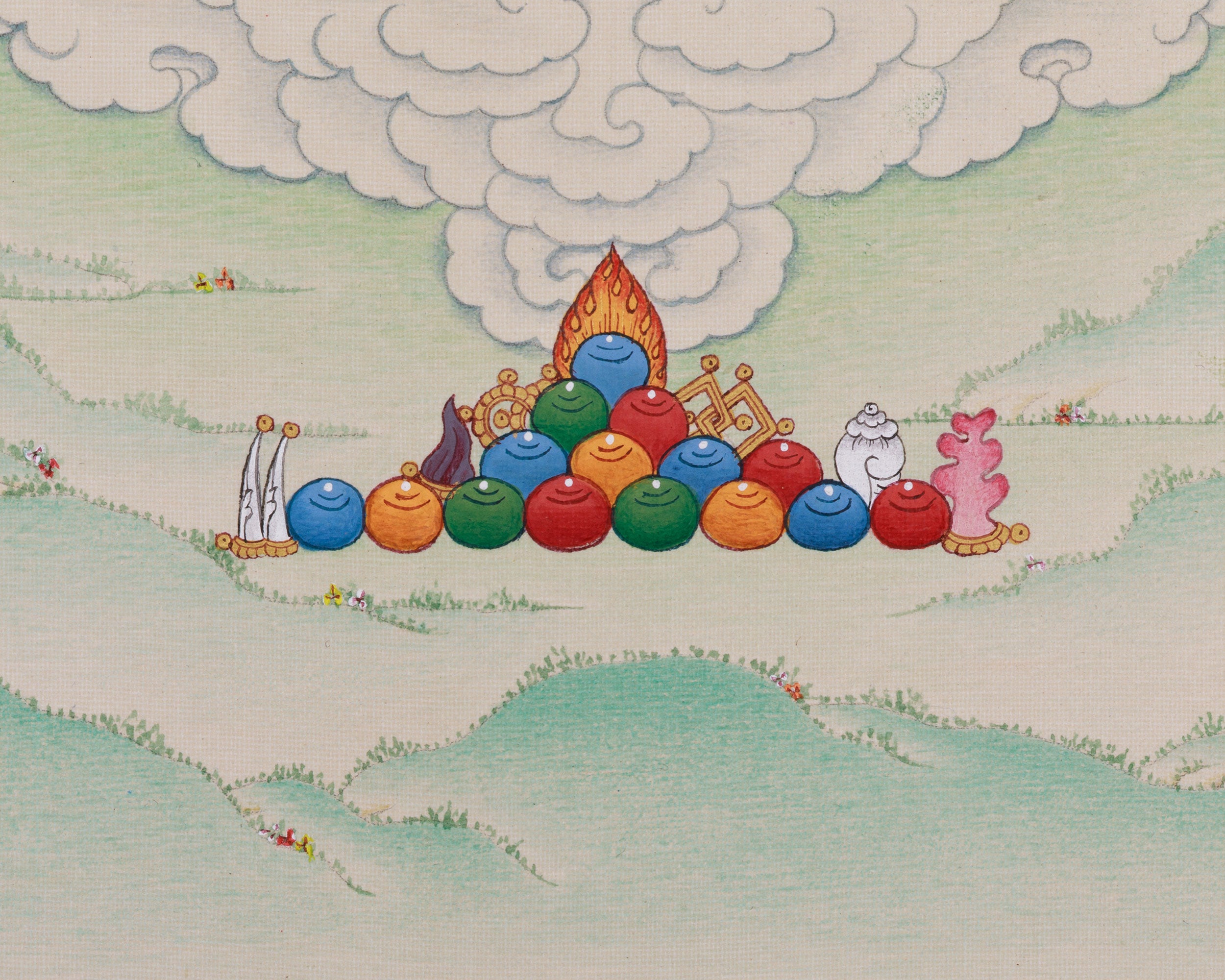 Radiant Infinite Light Buddha | Compact Red Buddha Amitabha Thangka