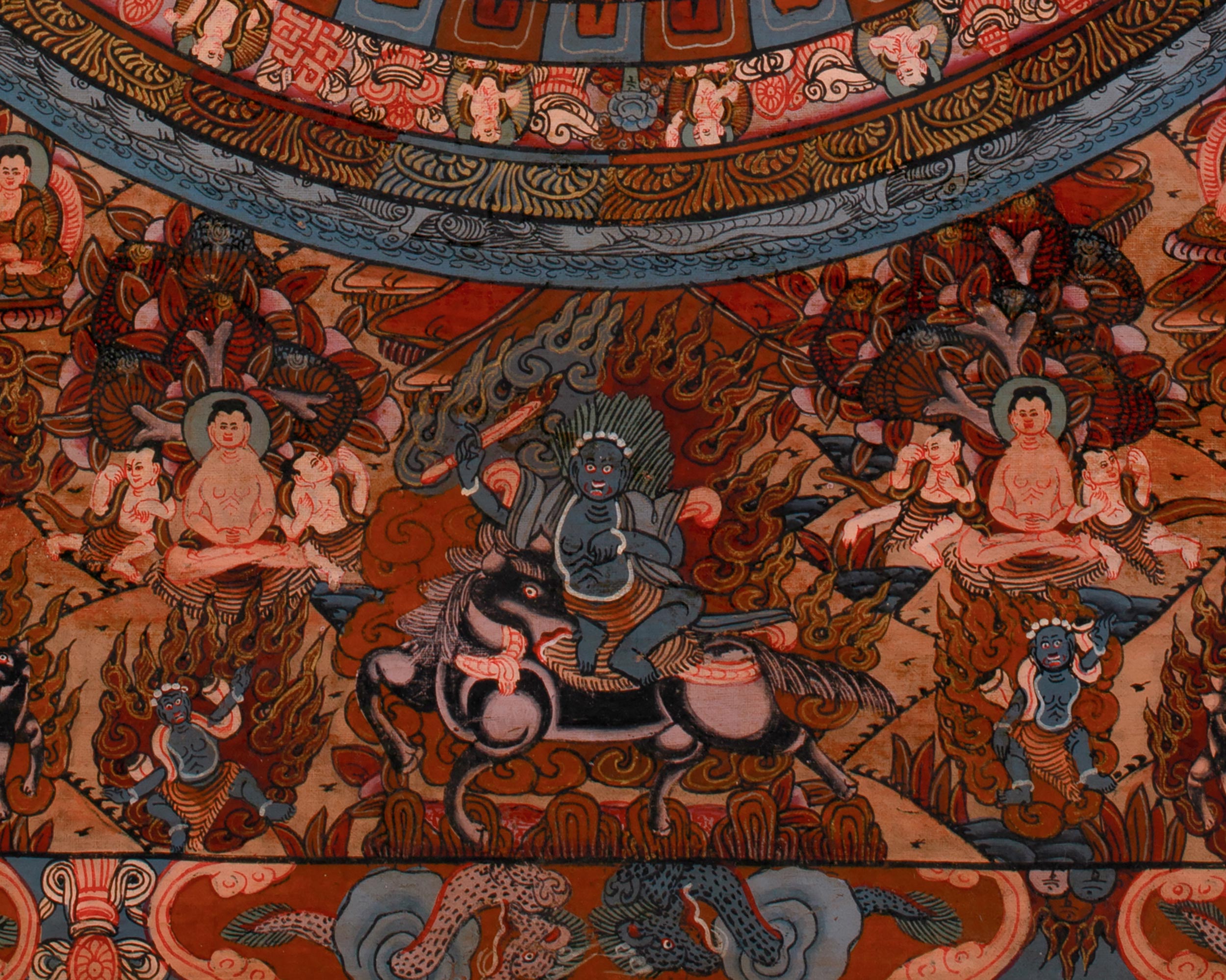 Hand-Painted Yamantaka Mandala Thangka | Wrathful Deity Mandala