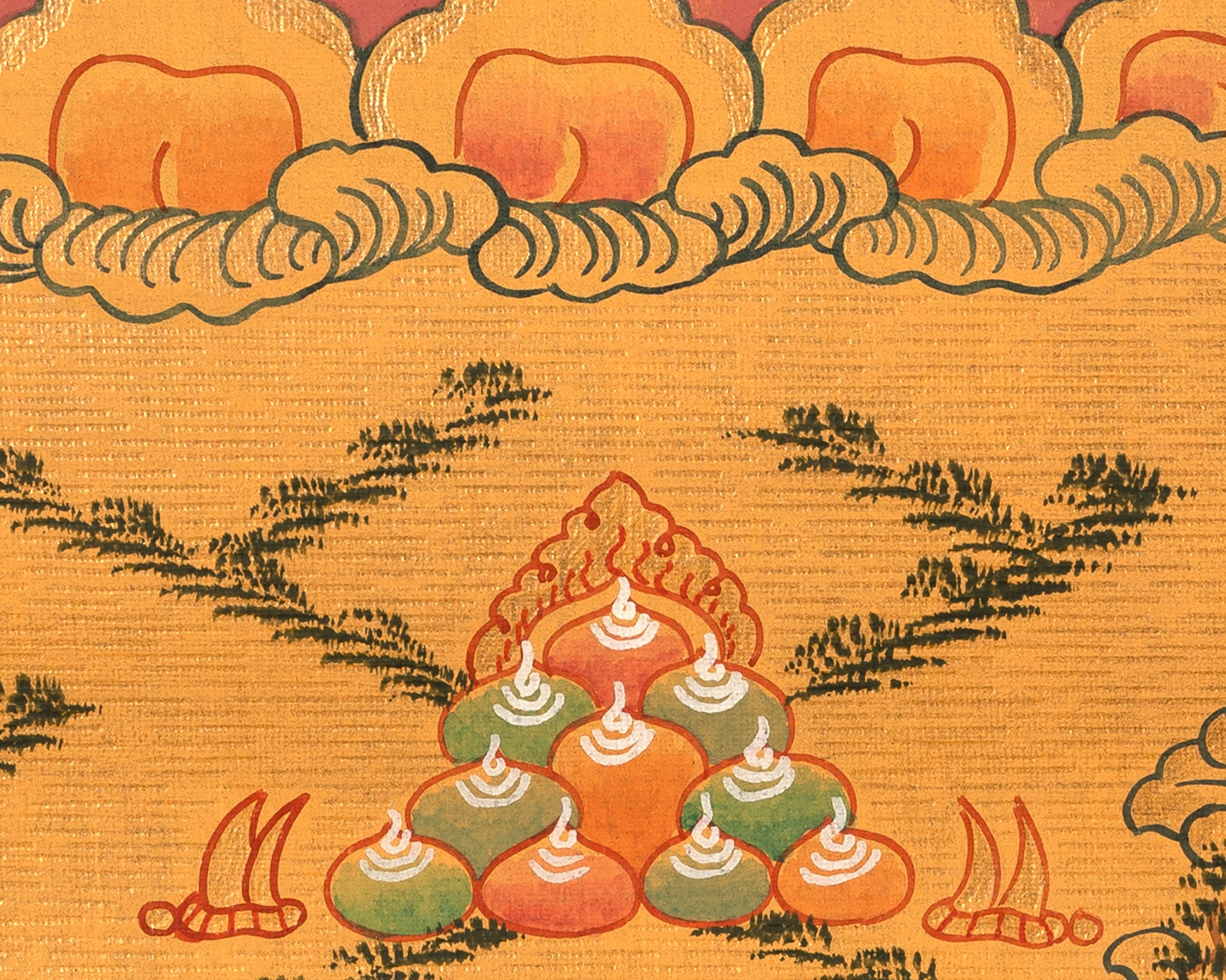 12 Inches Four Armed Chenrezig | Tibetan Bodhisattva Painting