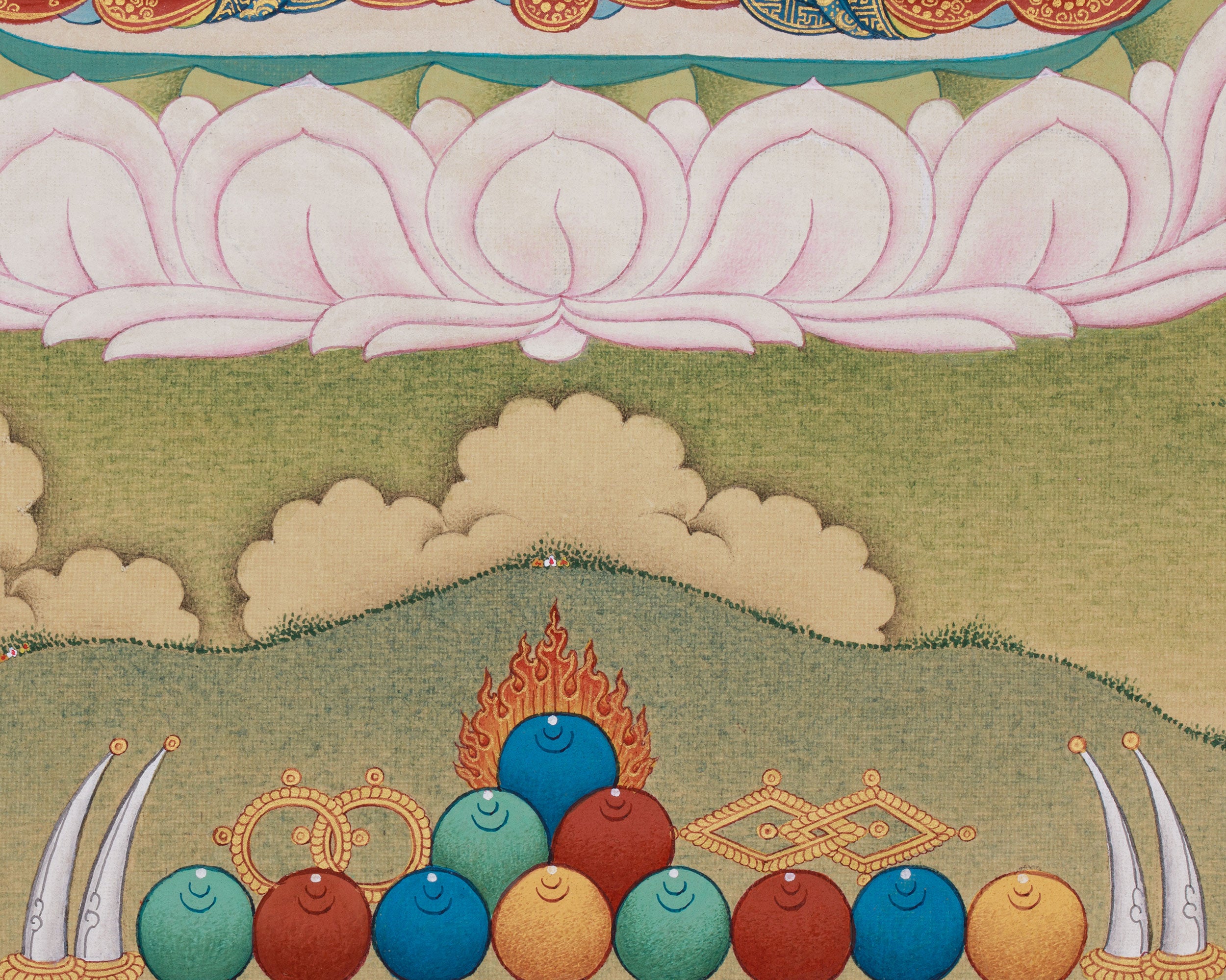 Goddess White Tara With Amitabha Thangka | Healing, Longevity and Spiritual Protection