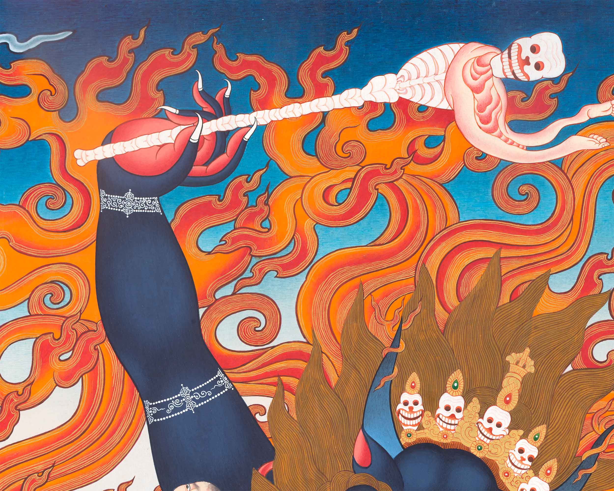 High-Quality Giclee Print Of Yama Dharmaraja | Traditional Nepali Print For Wall Hanging & Room Decor