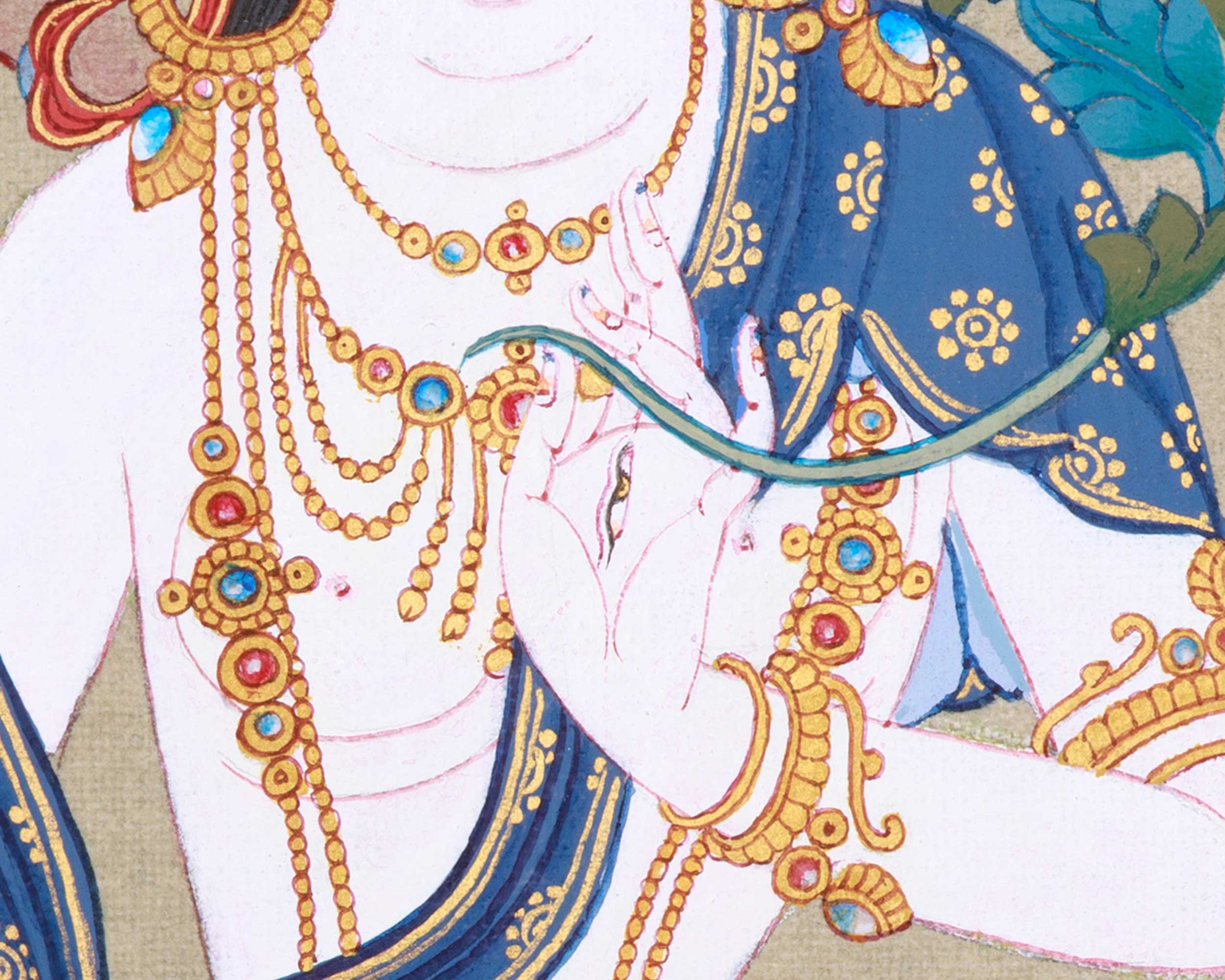 Embrace the Serenity with White Tara Thangka | Female Bodhisattva Canvas