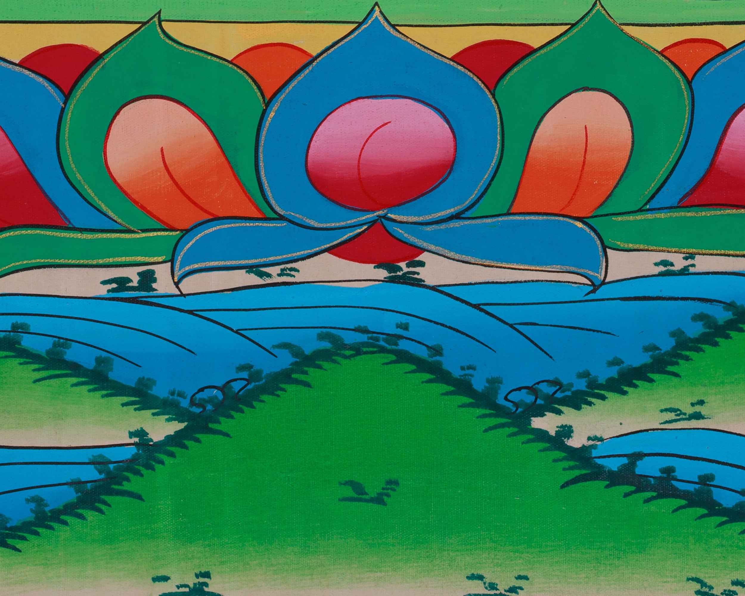 Amitabha, Red Buddha Thangka | Infinite Light and Compassion